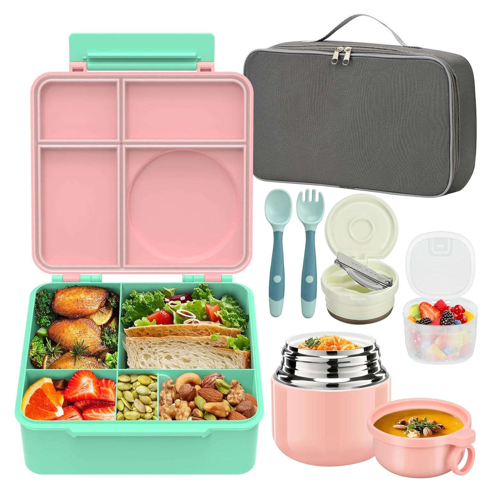 Caja de Almuerzo Bento Reeple Rosa 5 Compartimentos 1240ml