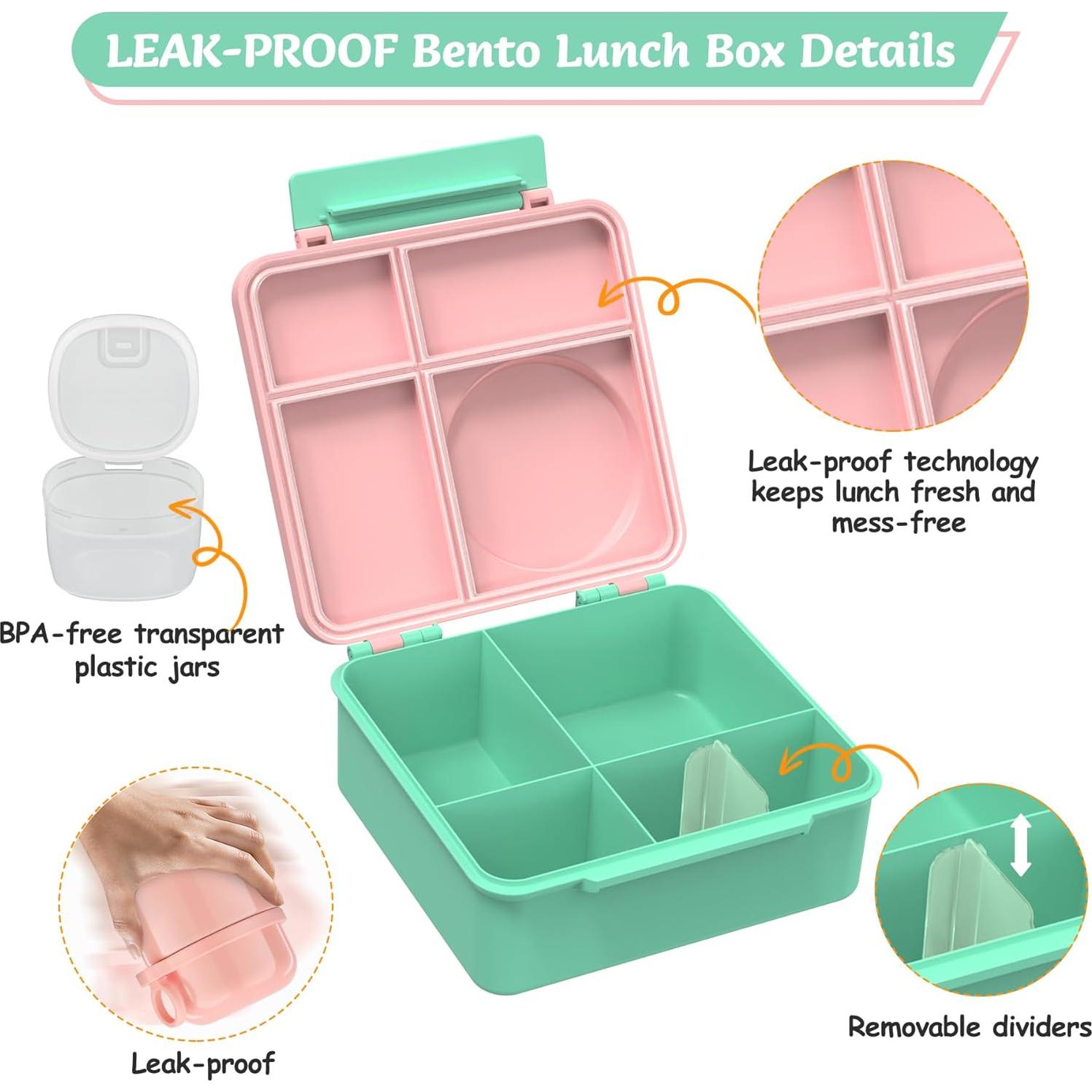 Caja de Almuerzo Bento Reeple Rosa 5 Compartimentos 1240ml
