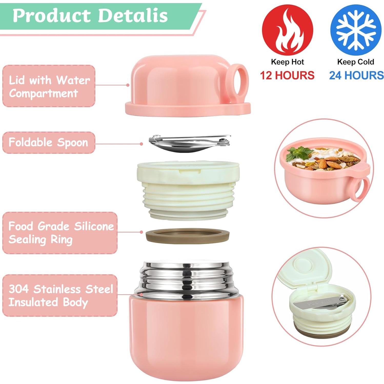 Caja de Almuerzo Bento Reeple Rosa 5 Compartimentos 1240ml