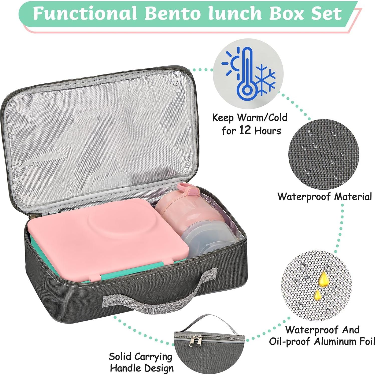 Caja de Almuerzo Bento Reeple Rosa 5 Compartimentos 1240ml