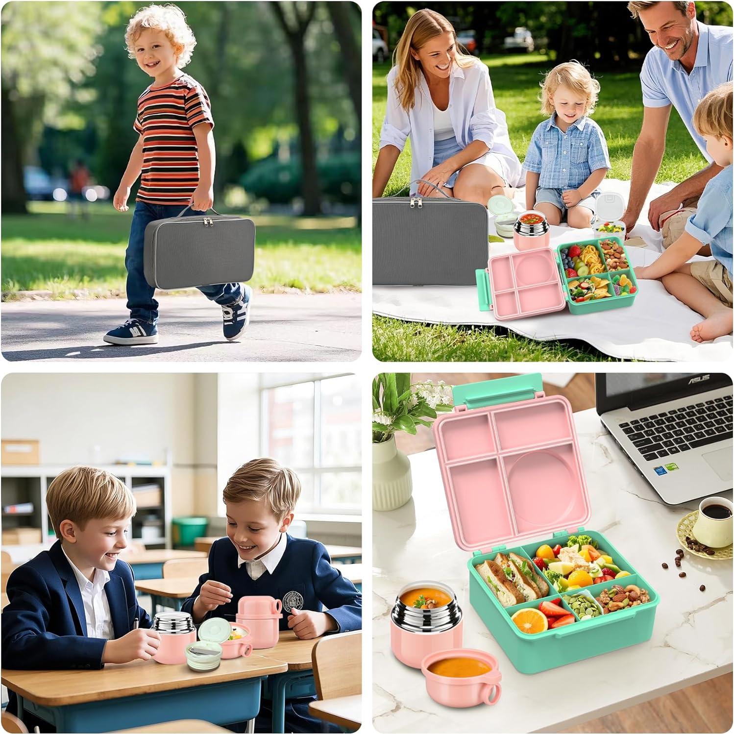 Caja de Almuerzo Bento Reeple Rosa 5 Compartimentos 1240ml