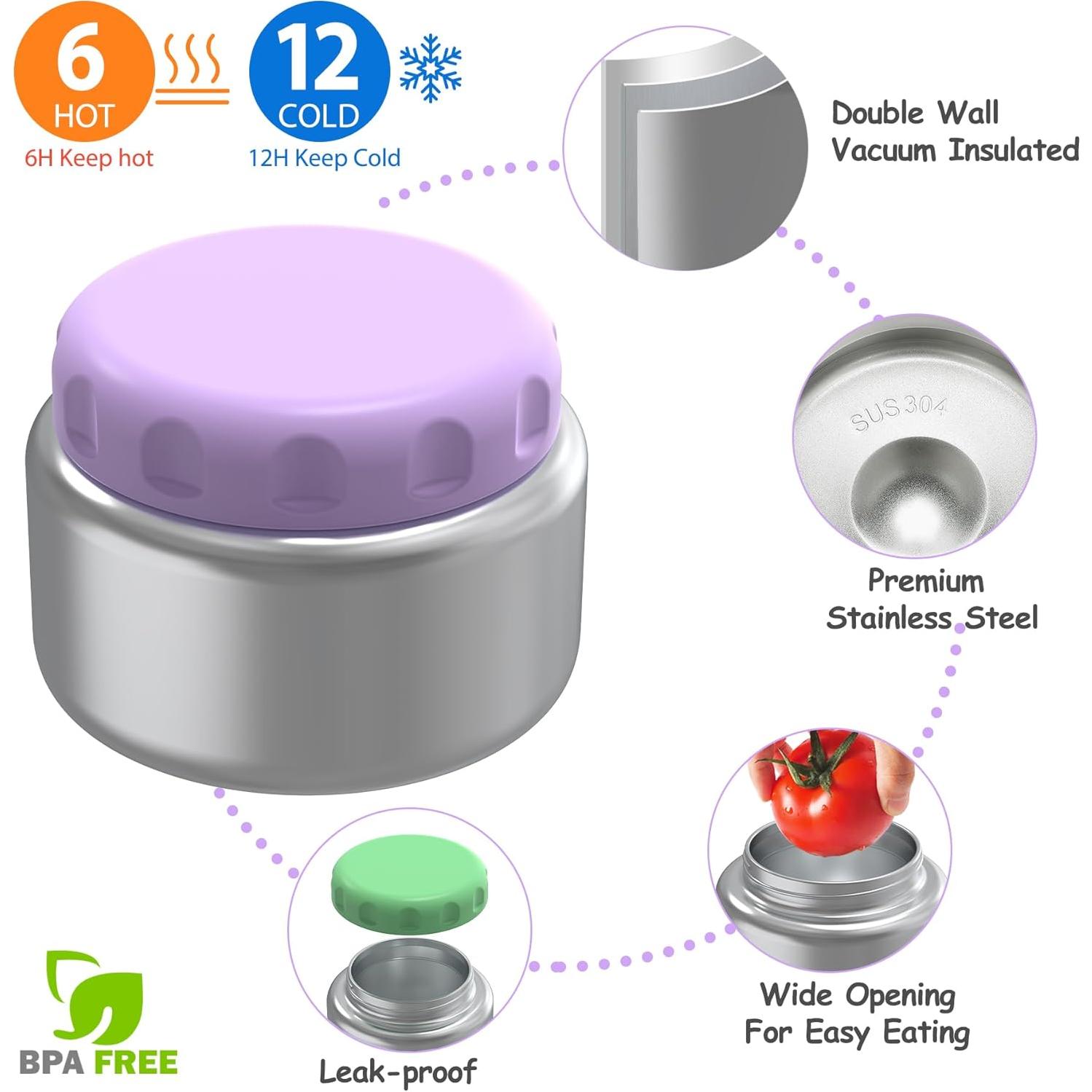 Juego de Almuerzo Bento Reeple con Tarro Térmico 8oz 4 Compartimentos