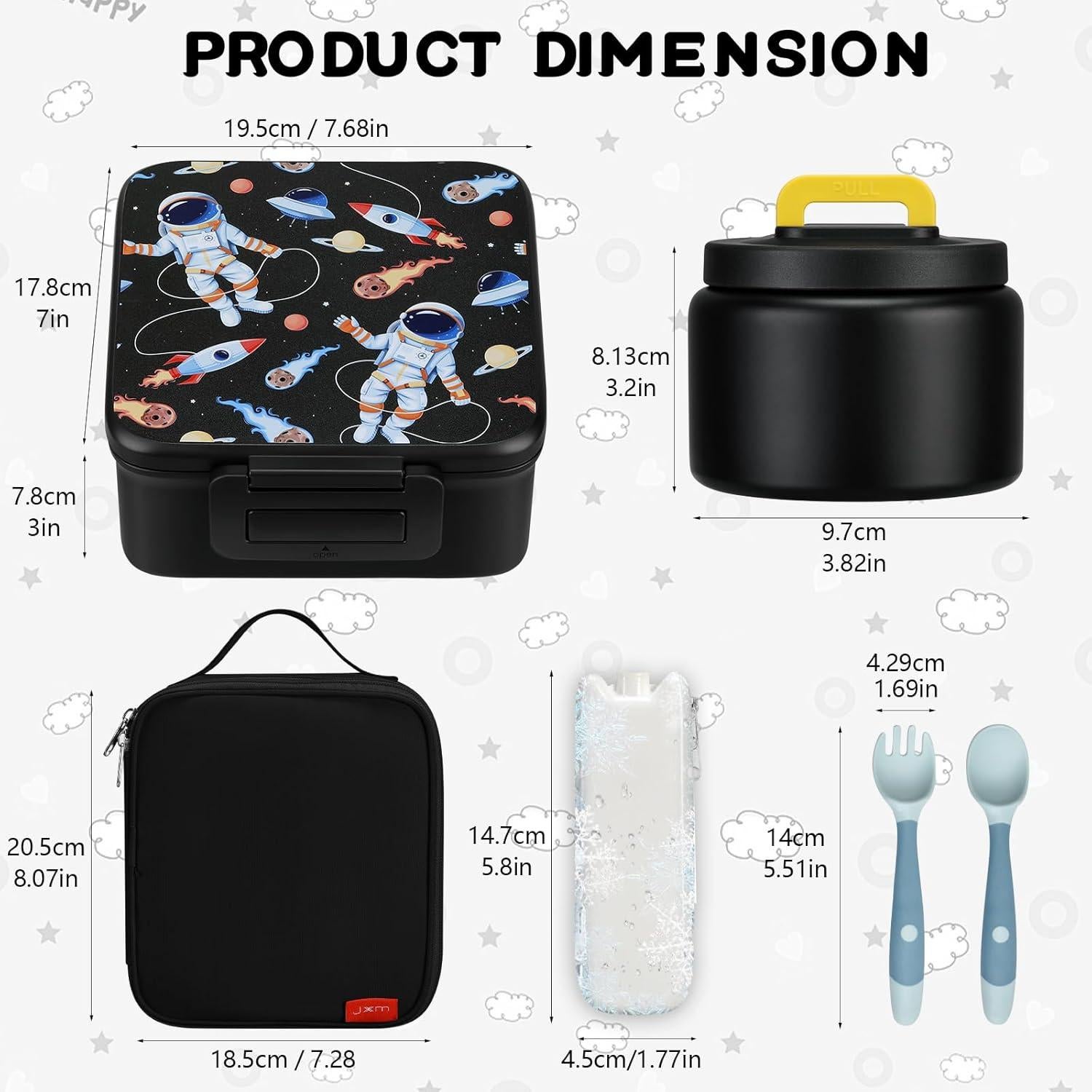 MAISON HUIS Bento Lunch Box 1.6L con termo 0.23L y bolsa aislada