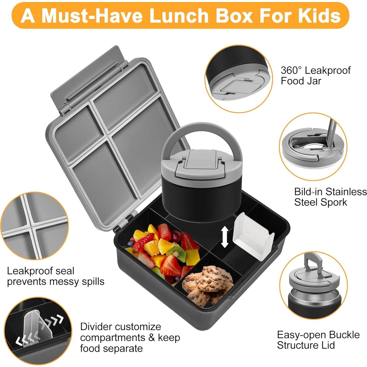 Caja de Almuerzo Bento MAXSO con Termo de Sopa 0.95L - Negro