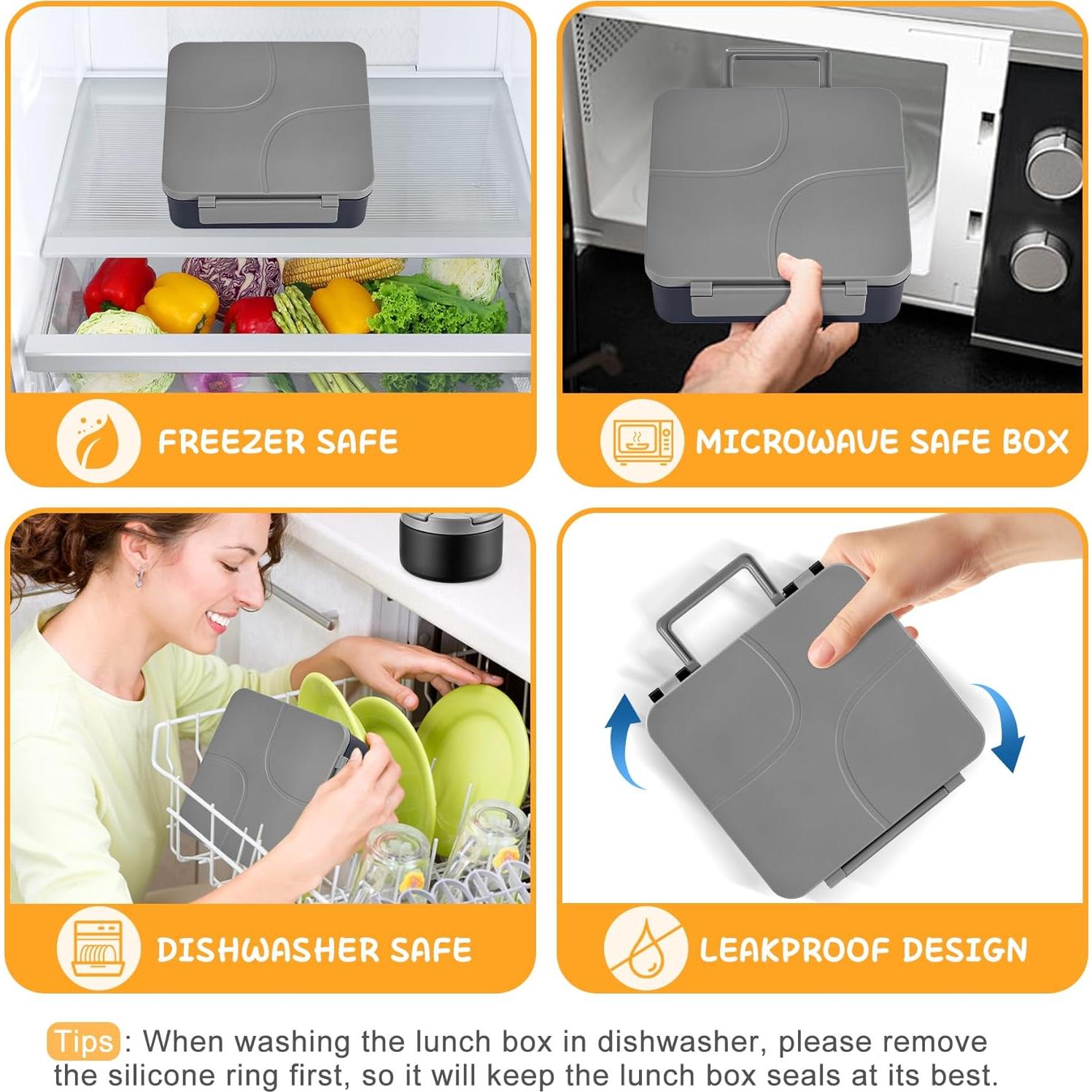 Caja de Almuerzo Bento MAXSO con Termo de Sopa 0.95L - Negro