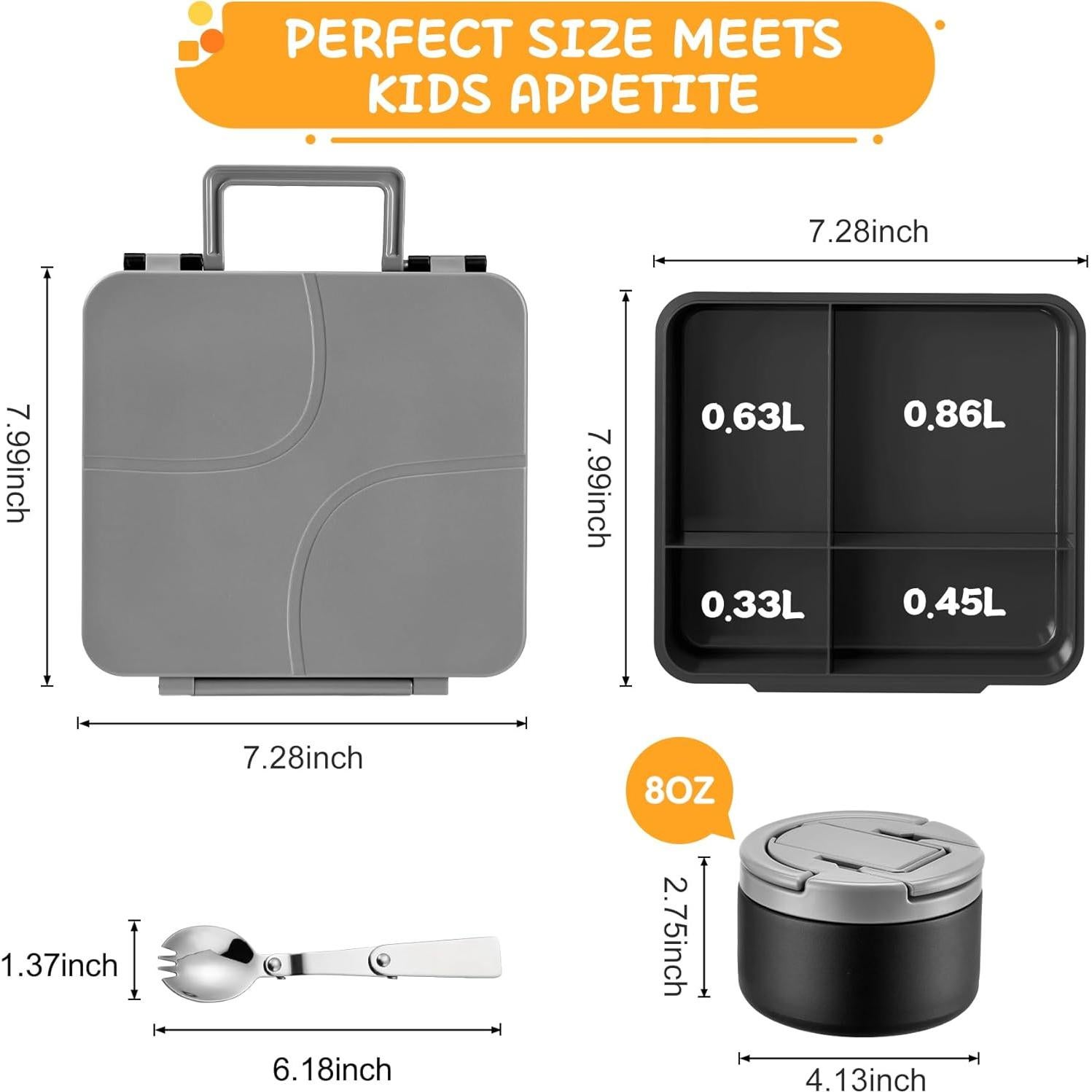 Caja de Almuerzo Bento MAXSO con Termo de Sopa 0.95L - Negro