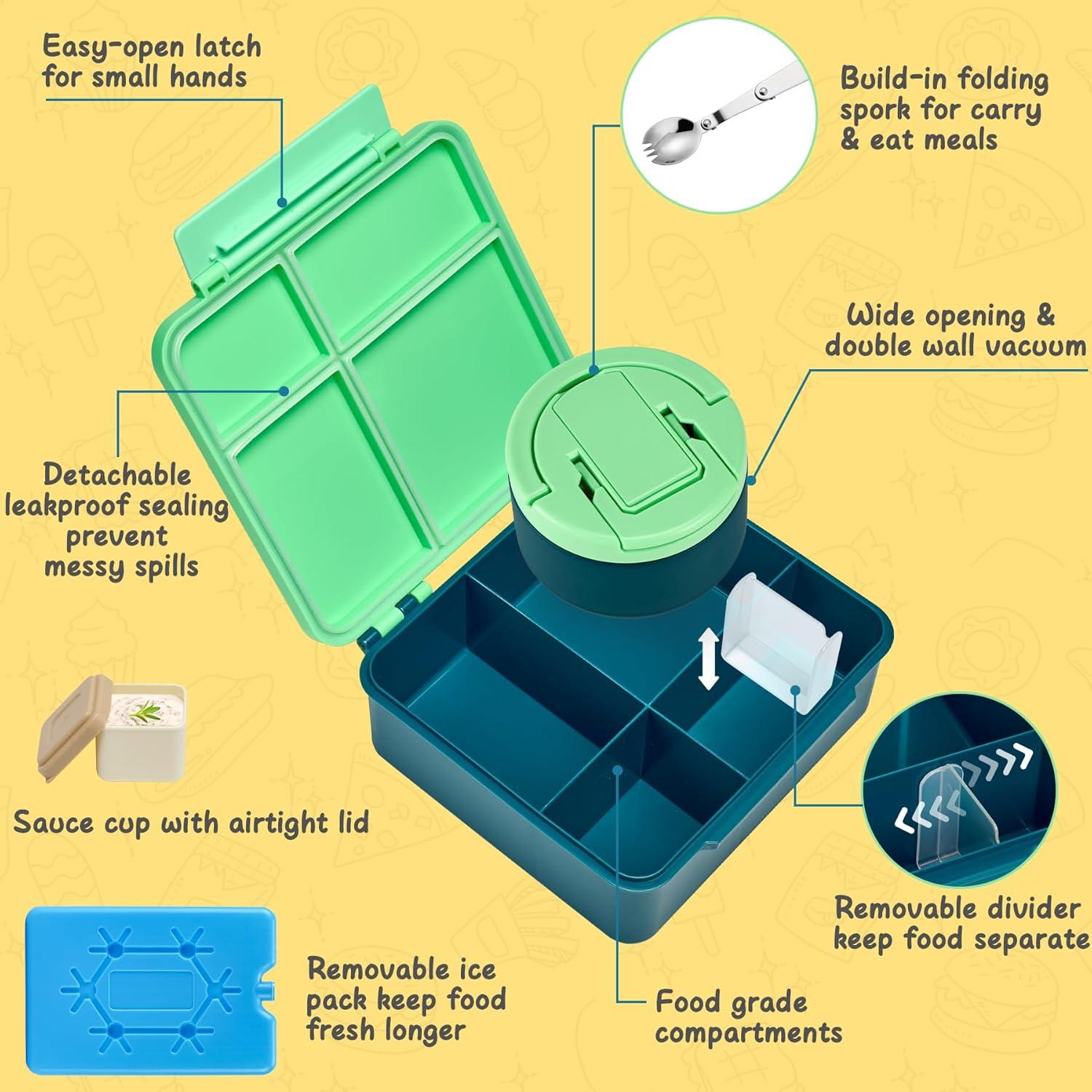 Caja de Almuerzo Bento MAXSO Verde con Termo de Sopa 0.95L