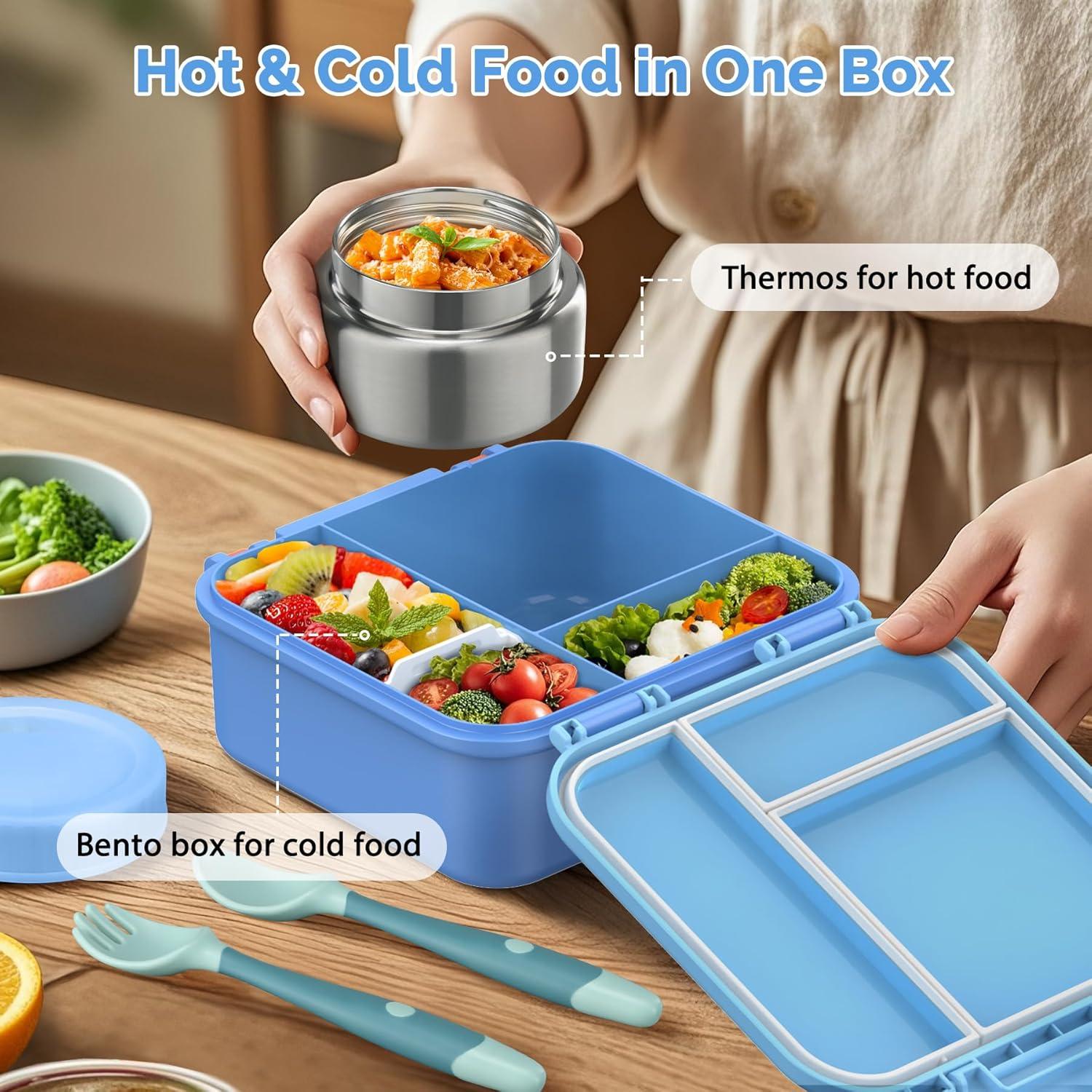 Caja Bento BEAQUEE Azul con Termo 255g - 4 Compartimentos