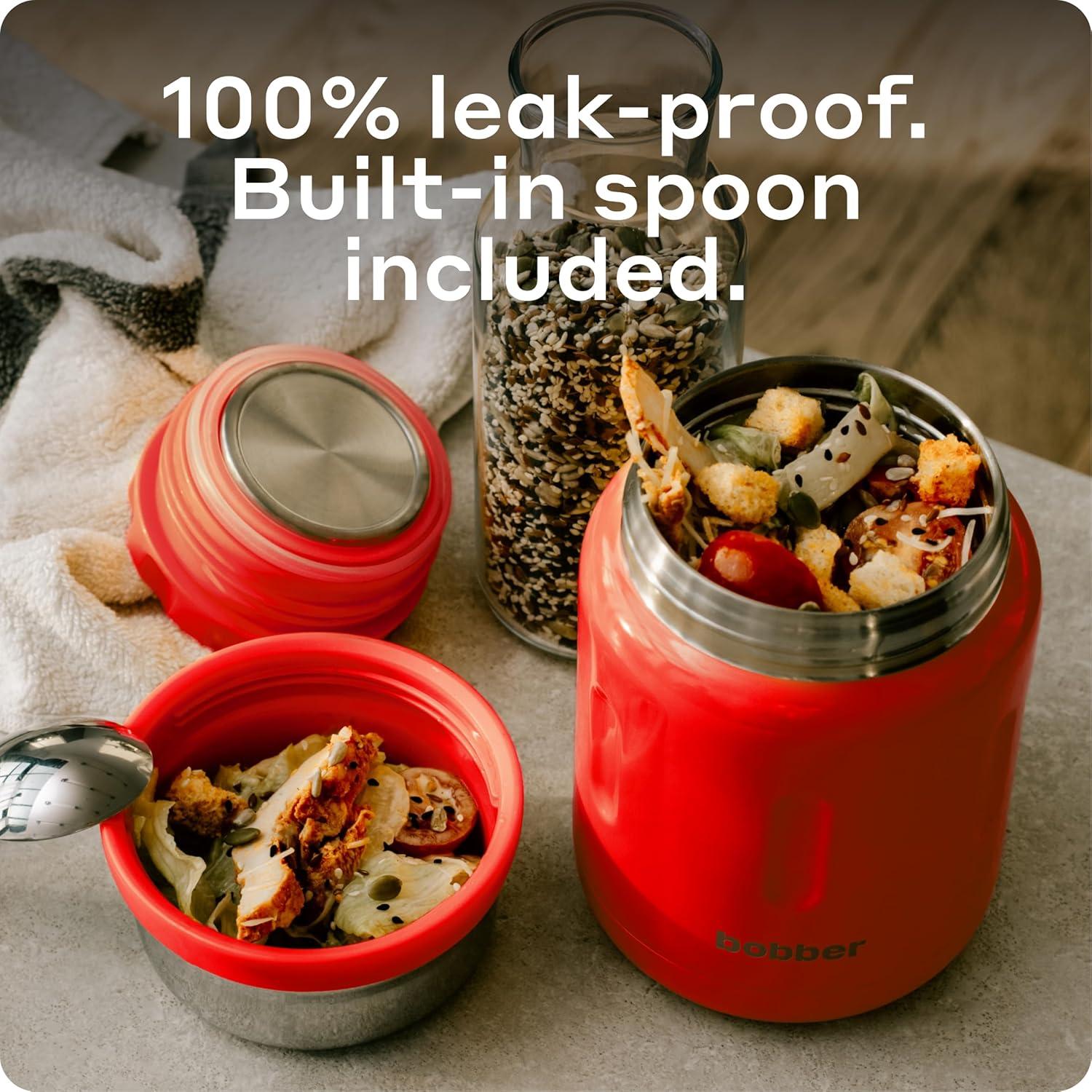 Termo Aislado Bobber 24 oz Acero Inoxidable Rojo con Cuchara