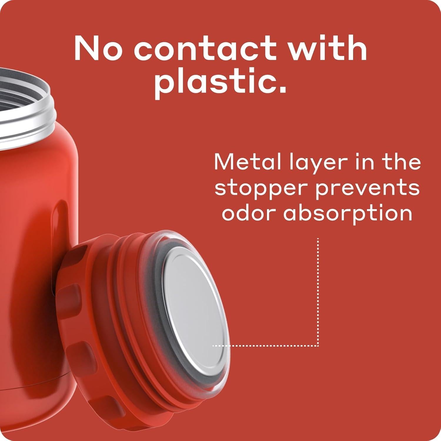 Termo Aislado Bobber 24 oz Acero Inoxidable Rojo con Cuchara