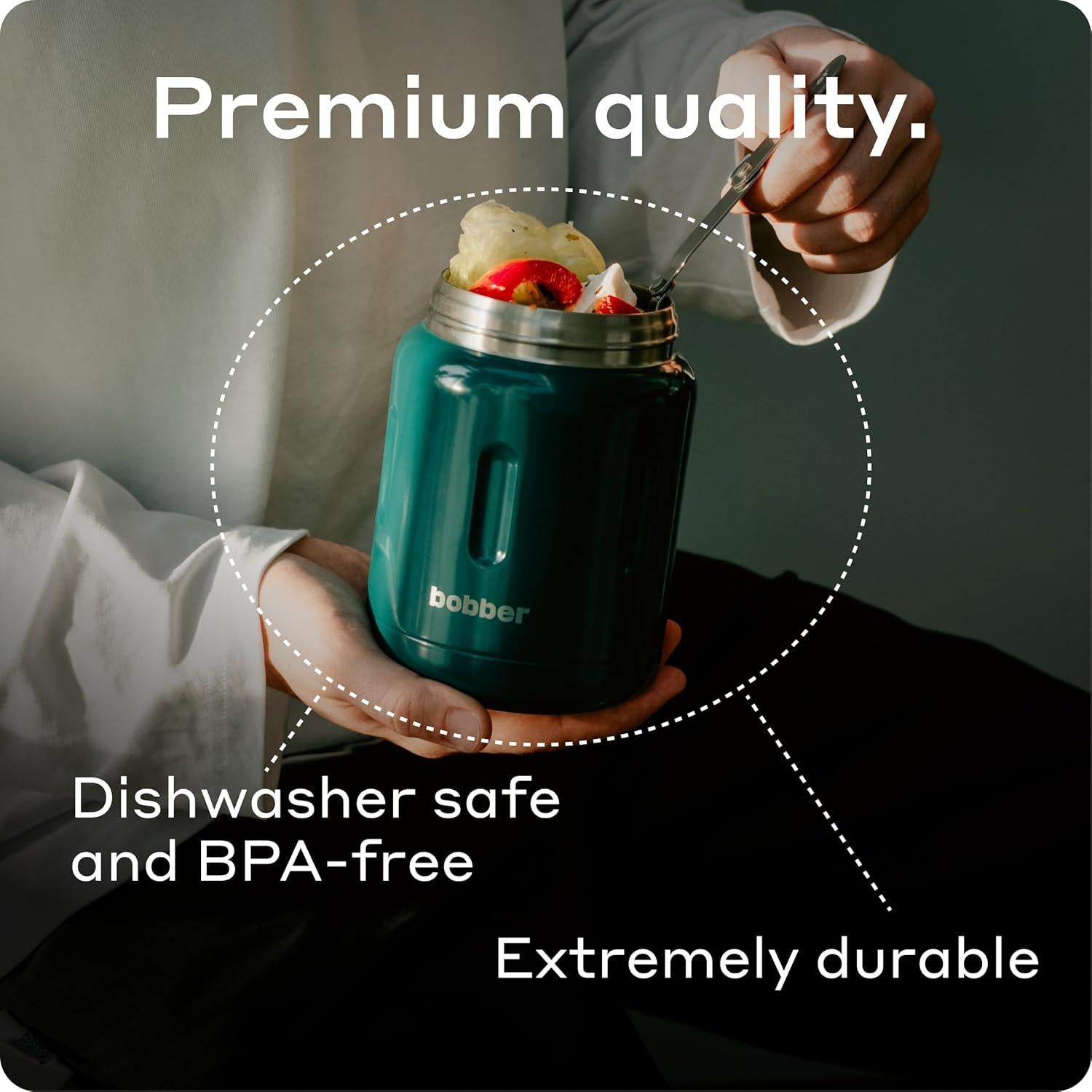 Termo Aislado Bobber 24 oz Acero Inoxidable Rojo con Cuchara