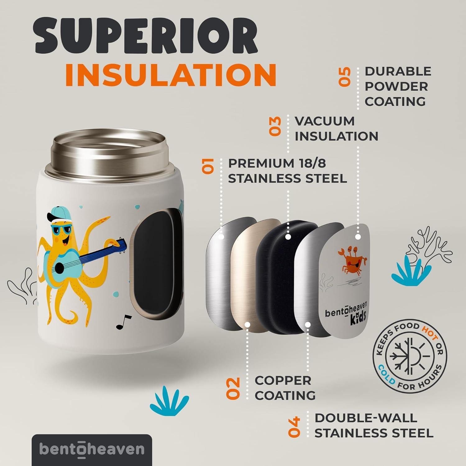 Tarro de Comida para Niños Bentoheaven 300ml Acero Inoxidable