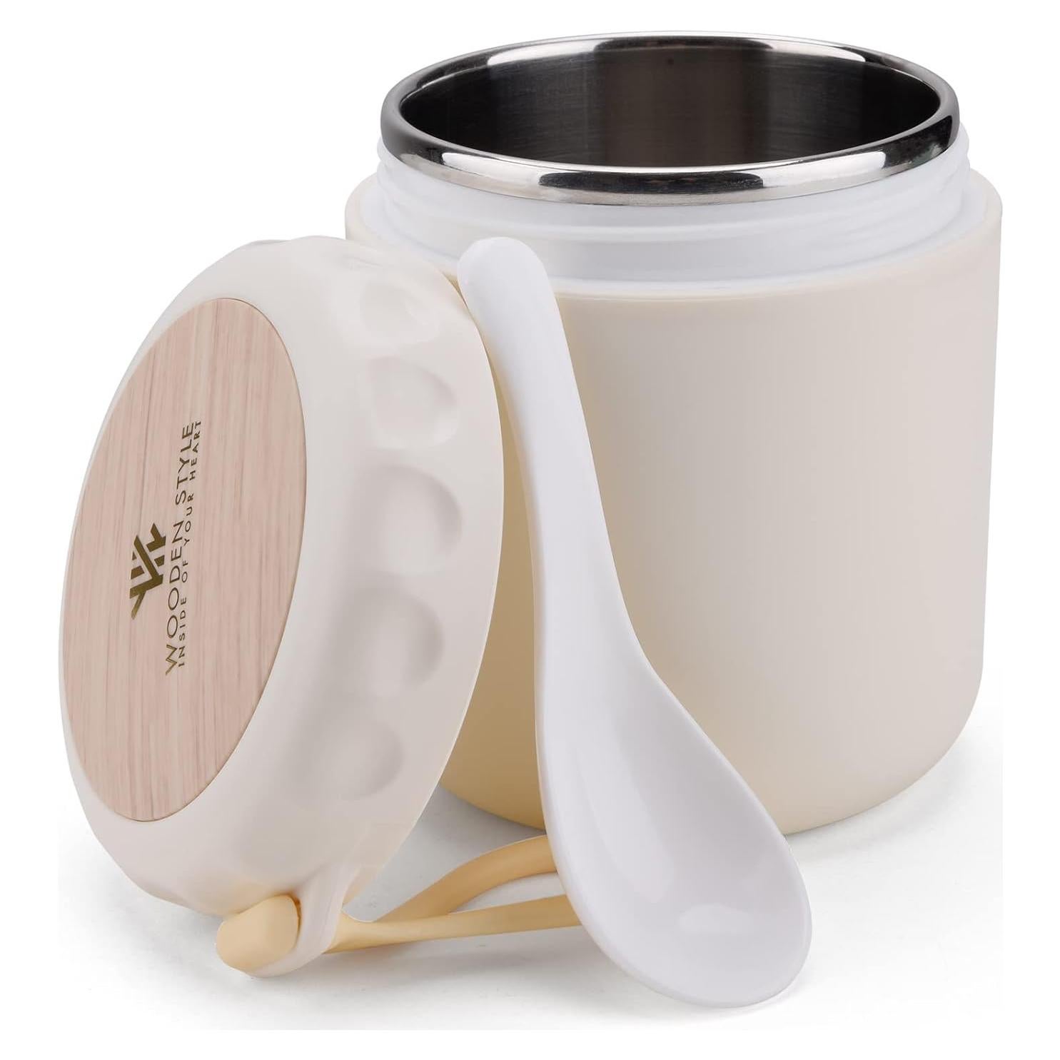 Tarro de Comida Aislado YIUNEPA 400ml Blanco a Prueba de Fugas