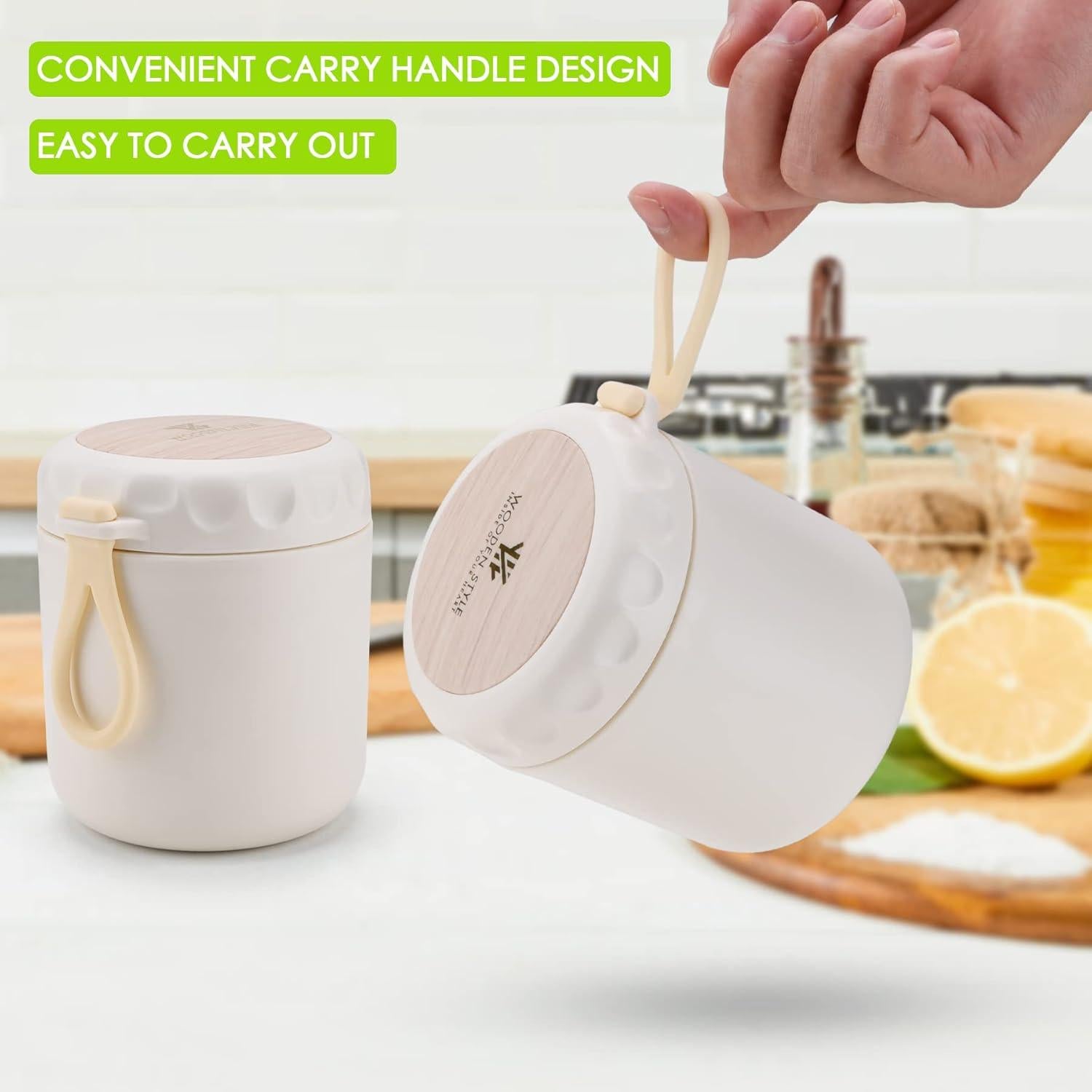 Tarro de Comida Aislado YIUNEPA 400ml Blanco a Prueba de Fugas