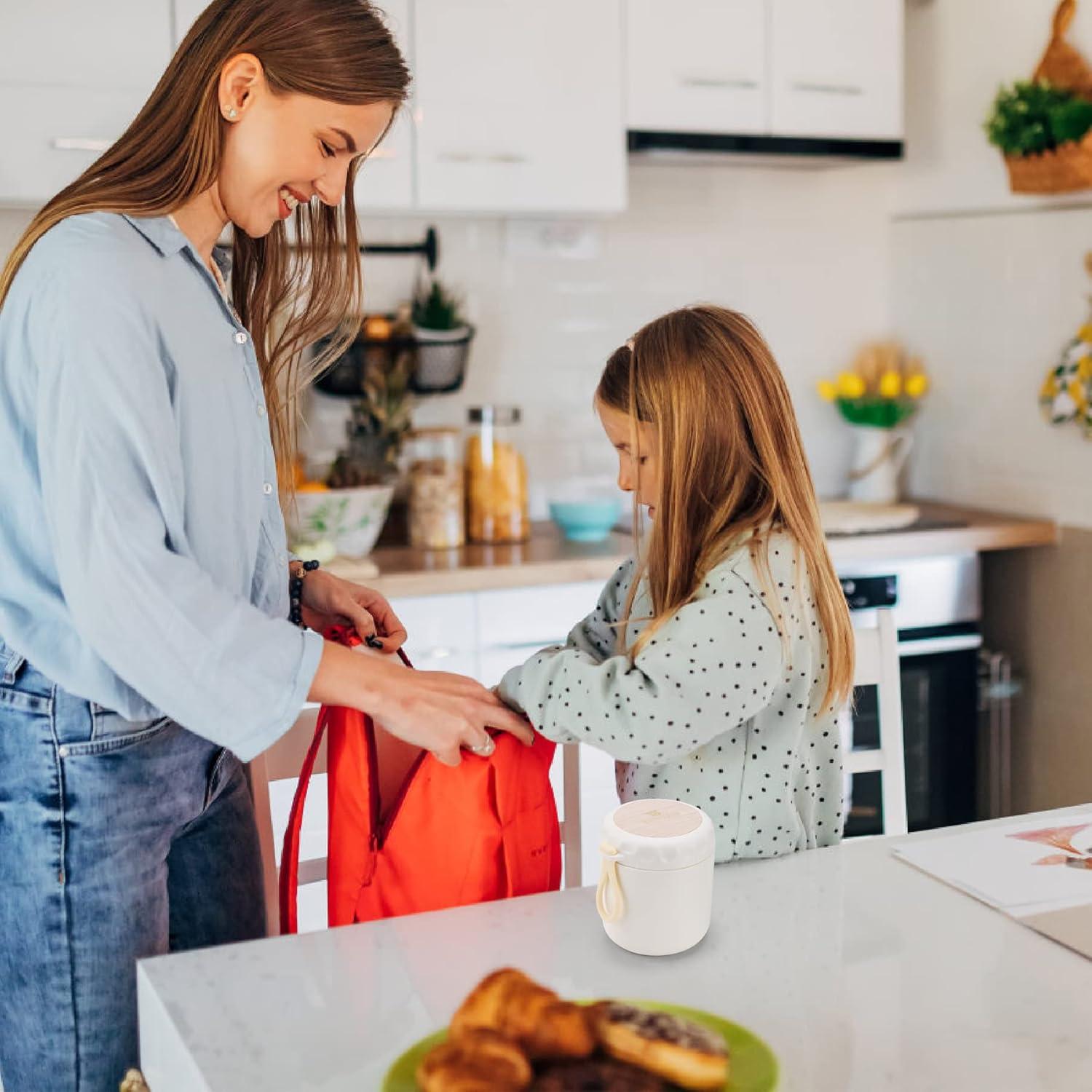 Tarro de Comida Aislado YIUNEPA 400ml Blanco a Prueba de Fugas