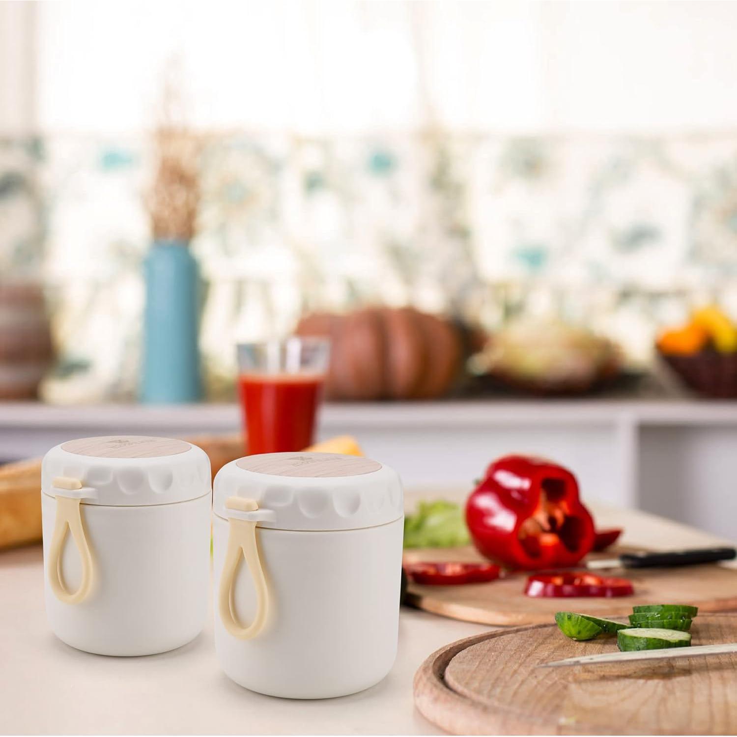 Tarro de Comida Aislado YIUNEPA 400ml Blanco a Prueba de Fugas