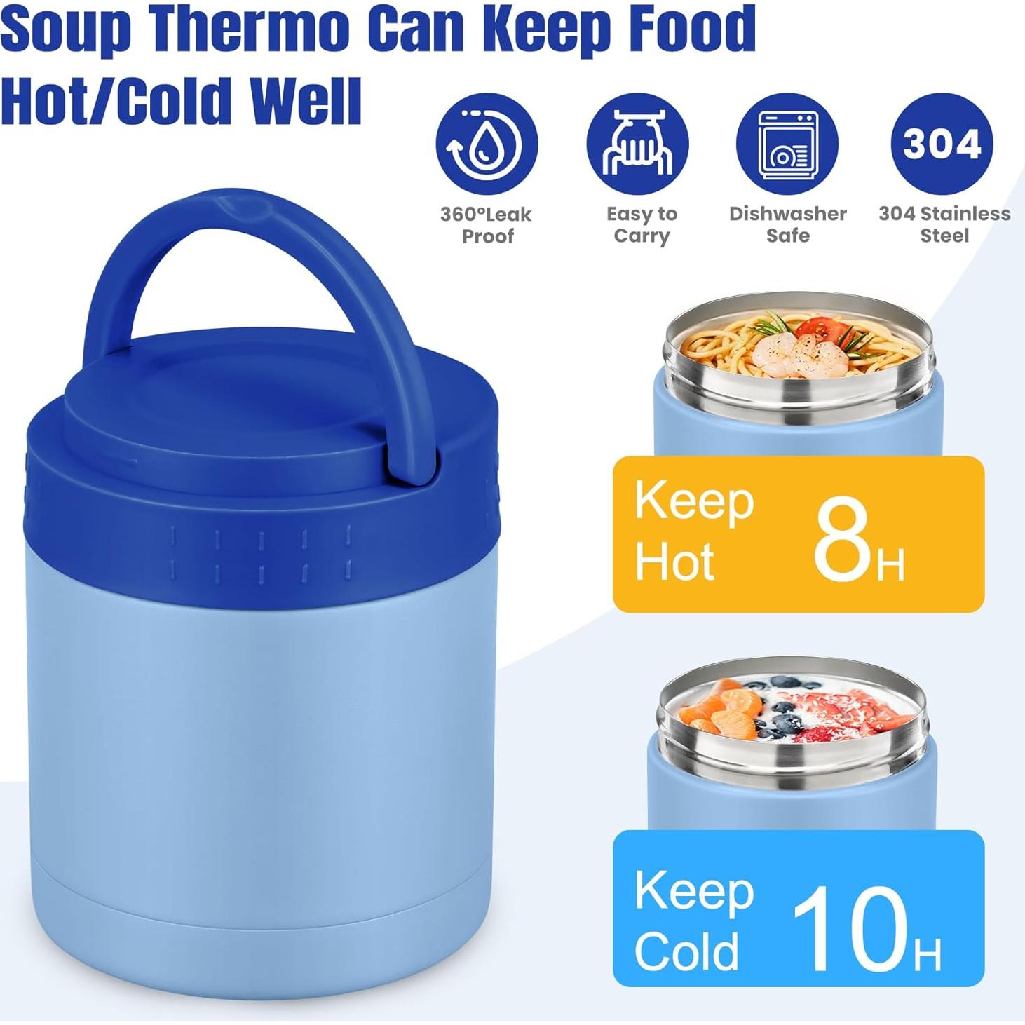 Termo de Sopa Aislado HWONMTE 298ml Boca Ancha Azul