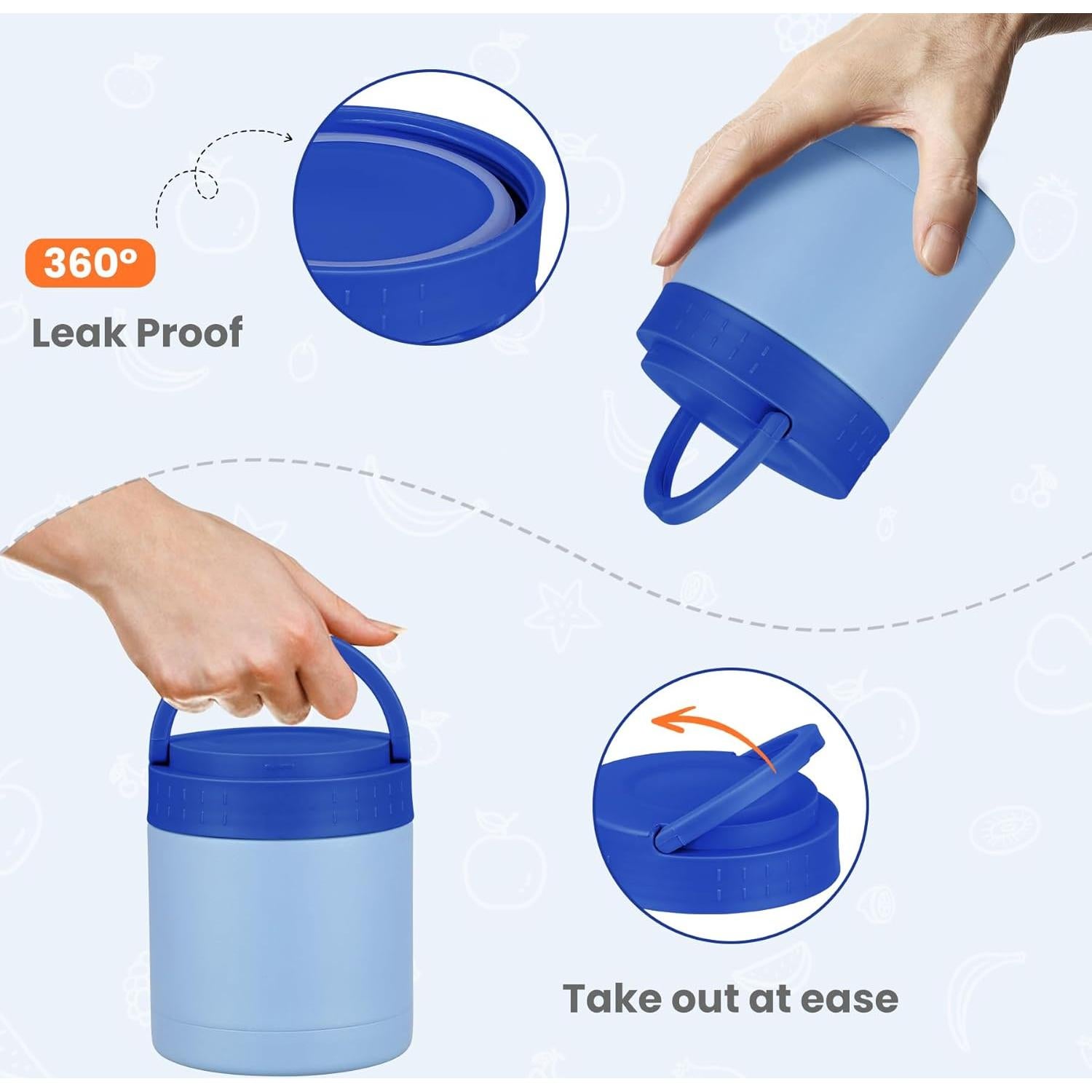 Termo de Sopa Aislado HWONMTE 298ml Boca Ancha Azul