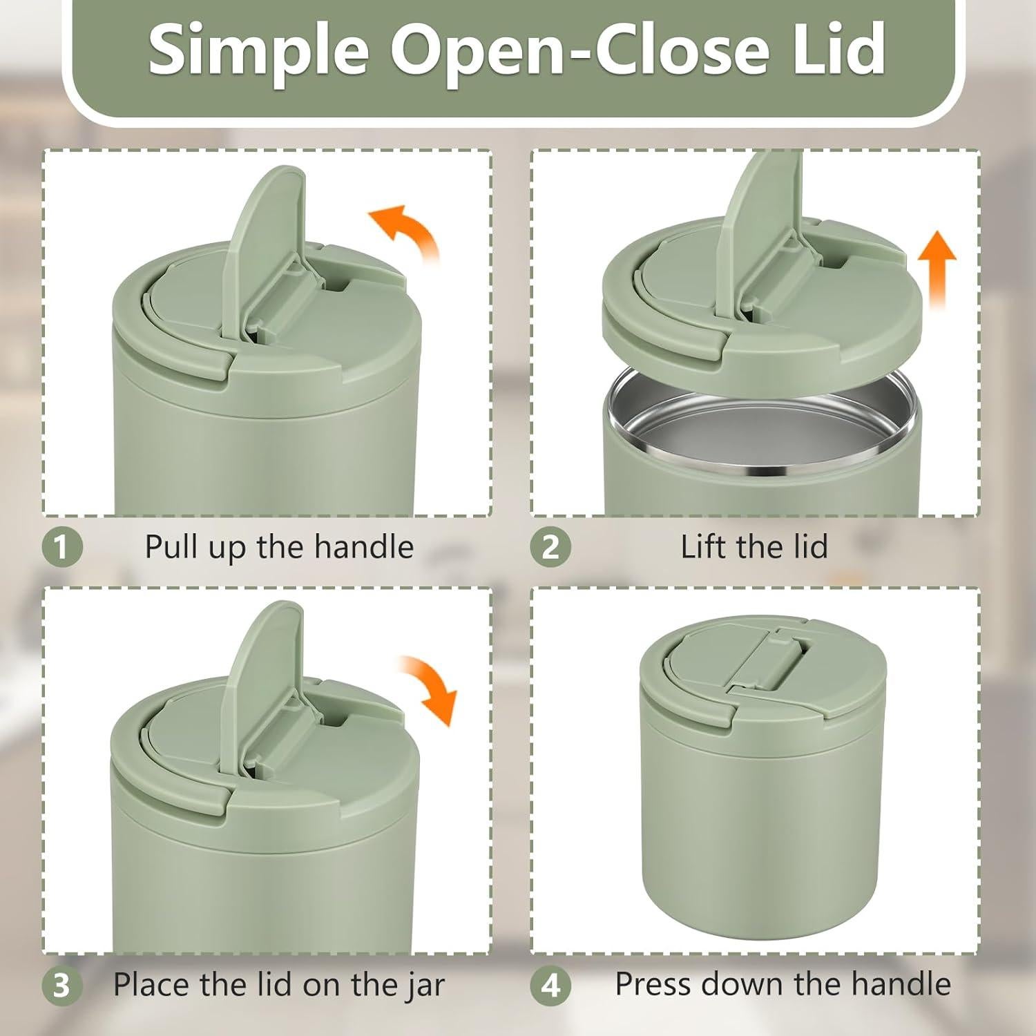 Termo de Sopa Aislado Elipark 1.39L Verde a Prueba de Fugas