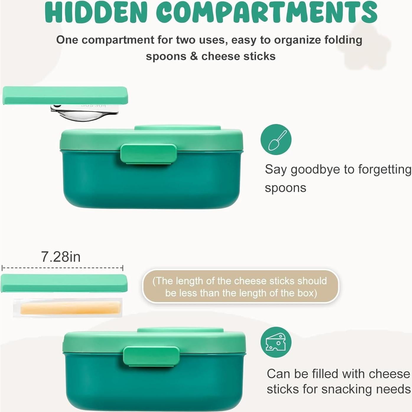 Caja de Almuerzo Bento BOSEDSANG con Termo 12oz y 4 Compartimentos