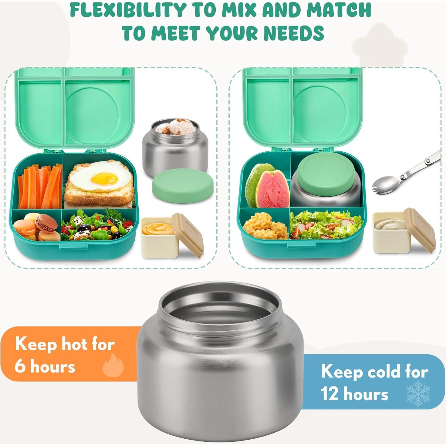 Caja de Almuerzo Bento BOSEDSANG con Termo 12oz y 4 Compartimentos