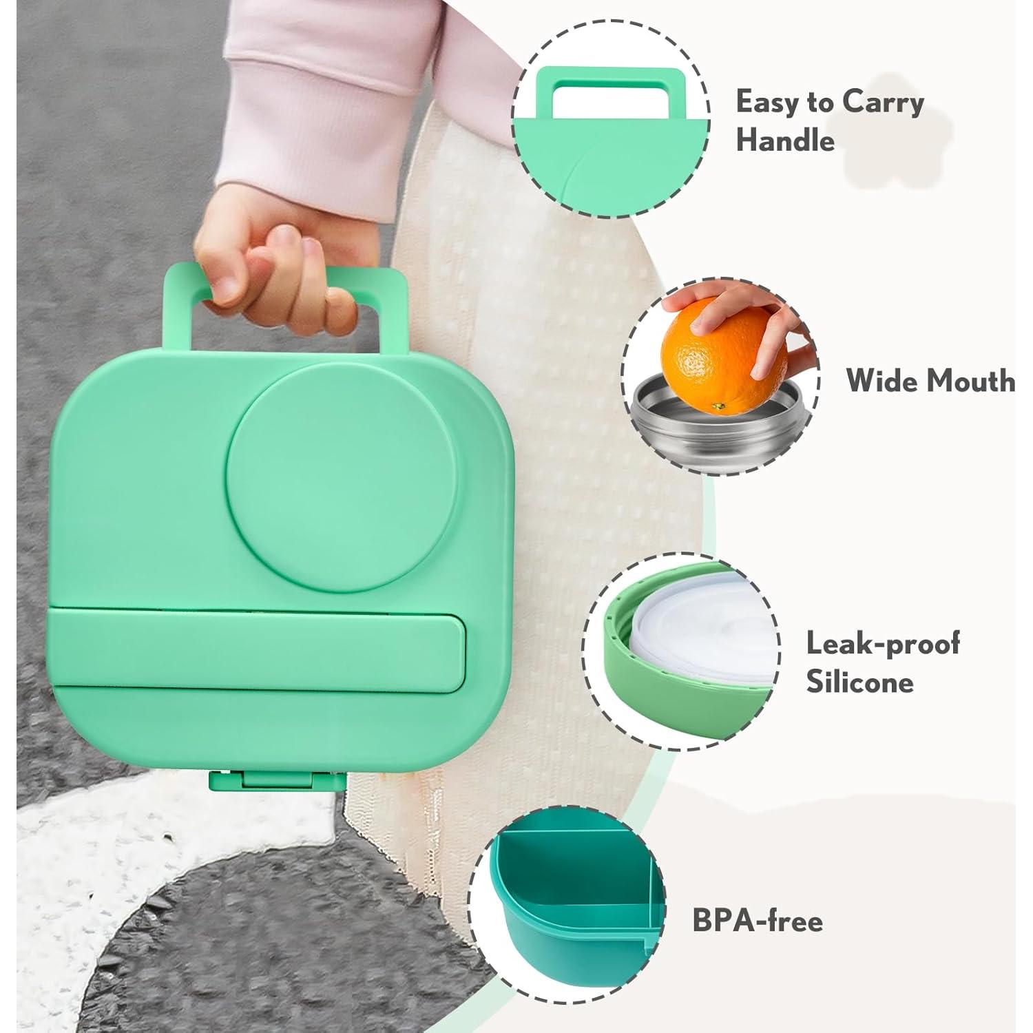 Caja de Almuerzo Bento BOSEDSANG con Termo 12oz y 4 Compartimentos