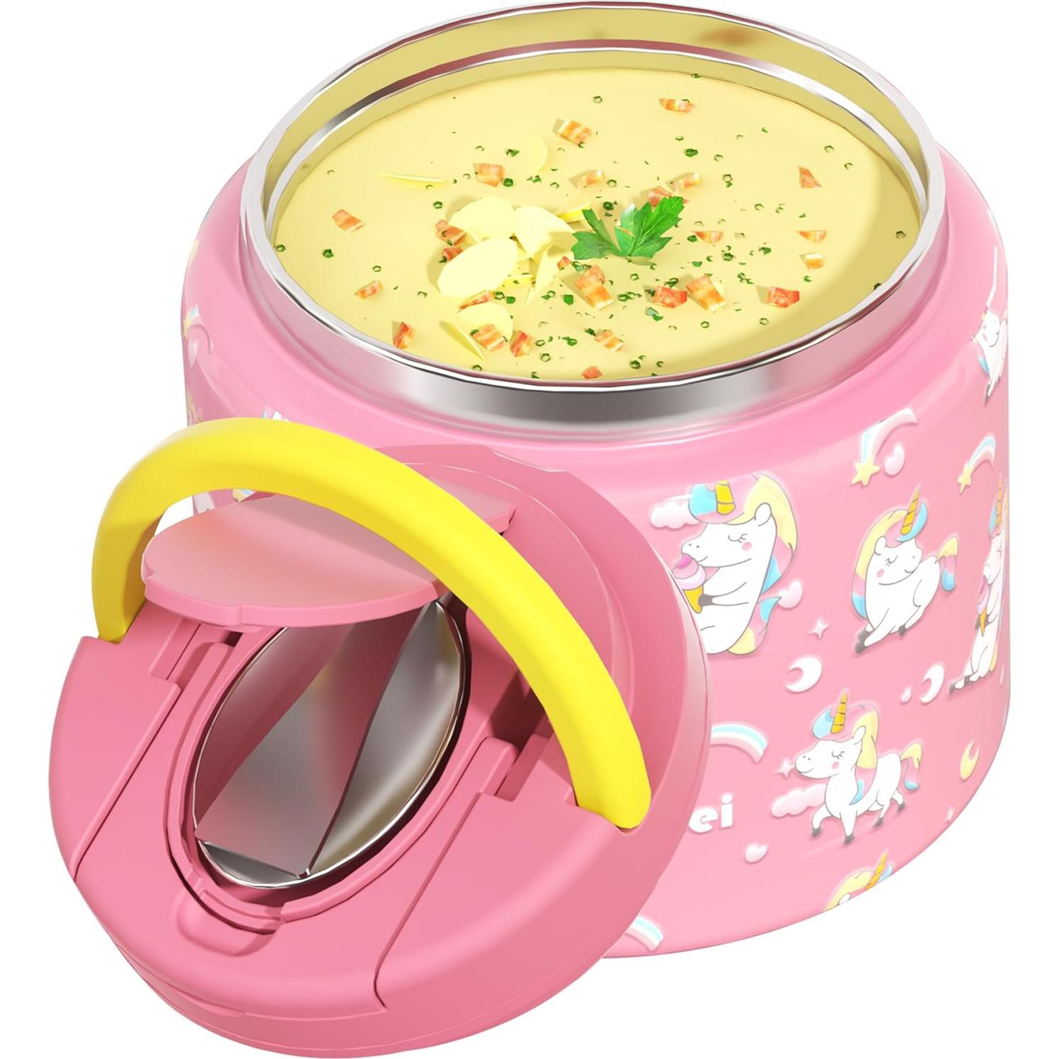 Termo de Comida Aislado Cocomeiwei 350 ml Unicornio-Rosa
