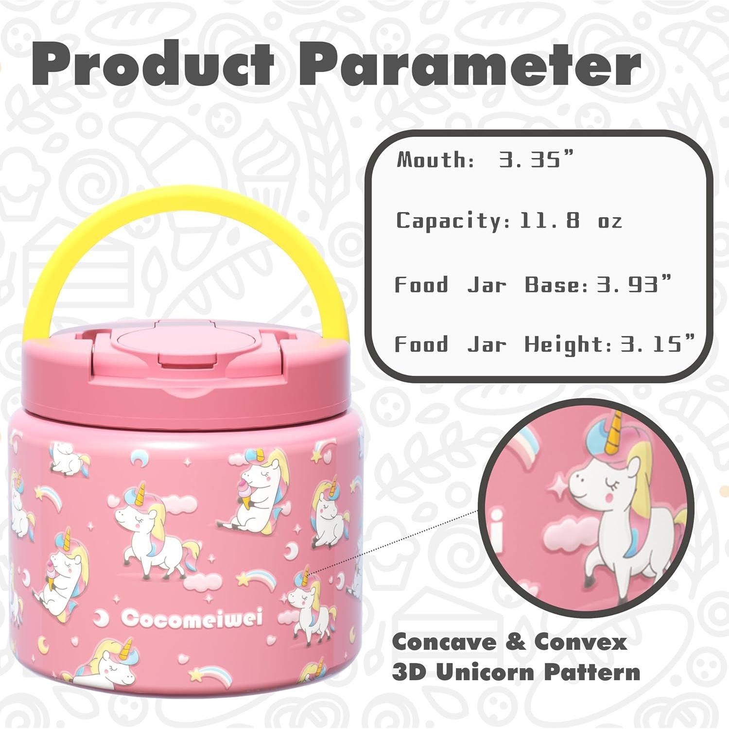 Termo de Comida Aislado Cocomeiwei 350 ml Unicornio-Rosa