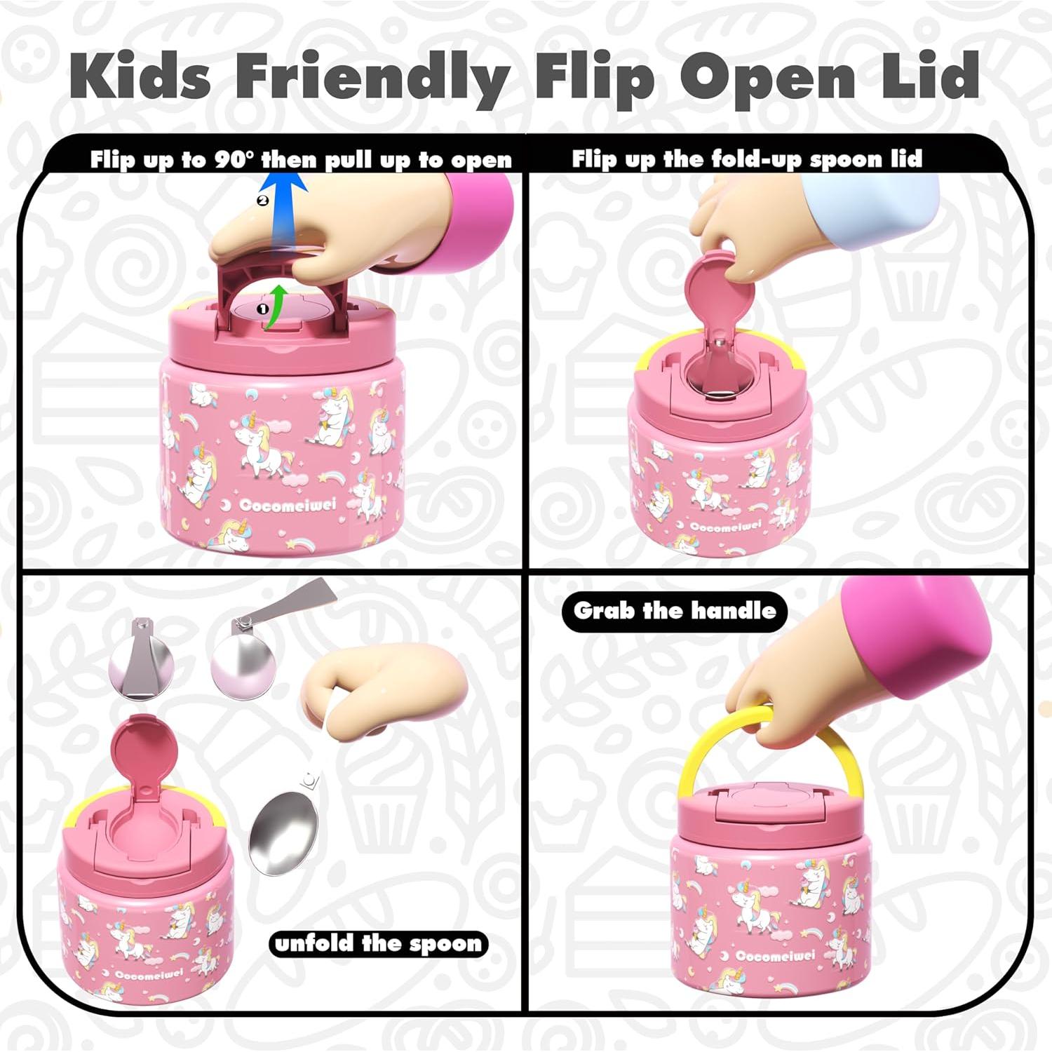 Termo de Comida Aislado Cocomeiwei 350 ml Unicornio-Rosa