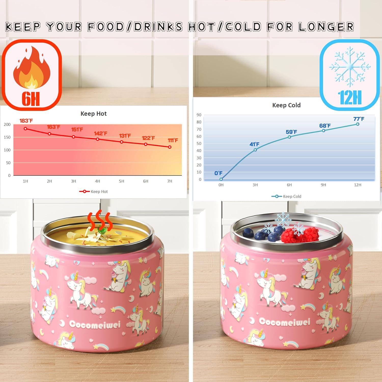 Termo de Comida Aislado Cocomeiwei 350 ml Unicornio-Rosa