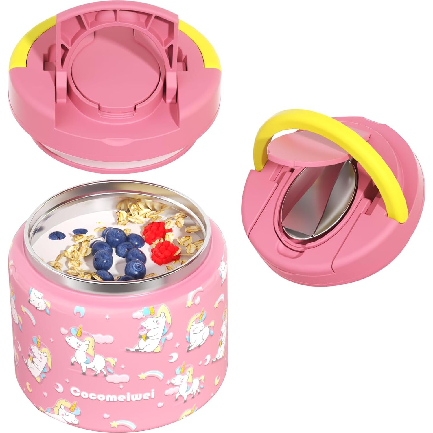 Termo de Comida Aislado Cocomeiwei 350 ml Unicornio-Rosa