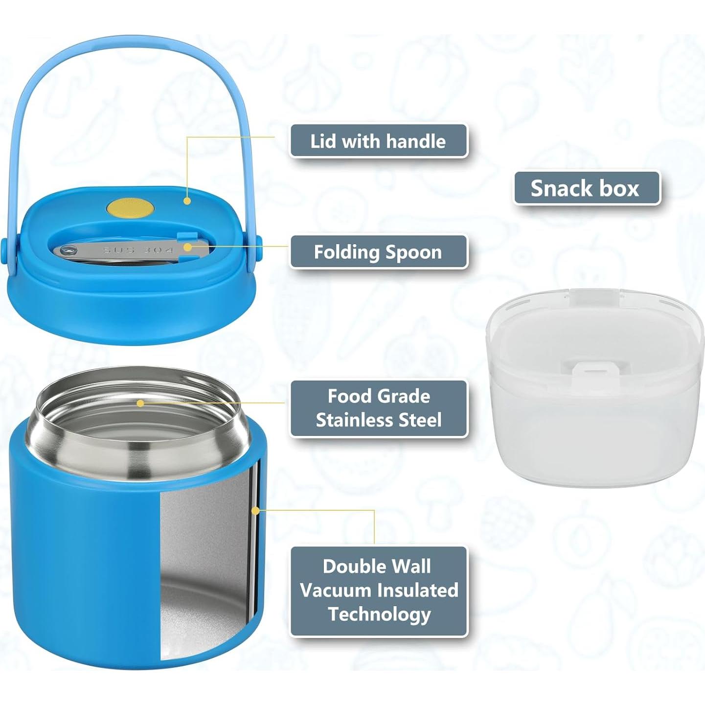 Termo para sopa 2 en 1 JOOPETALK 396g acero inoxidable azul