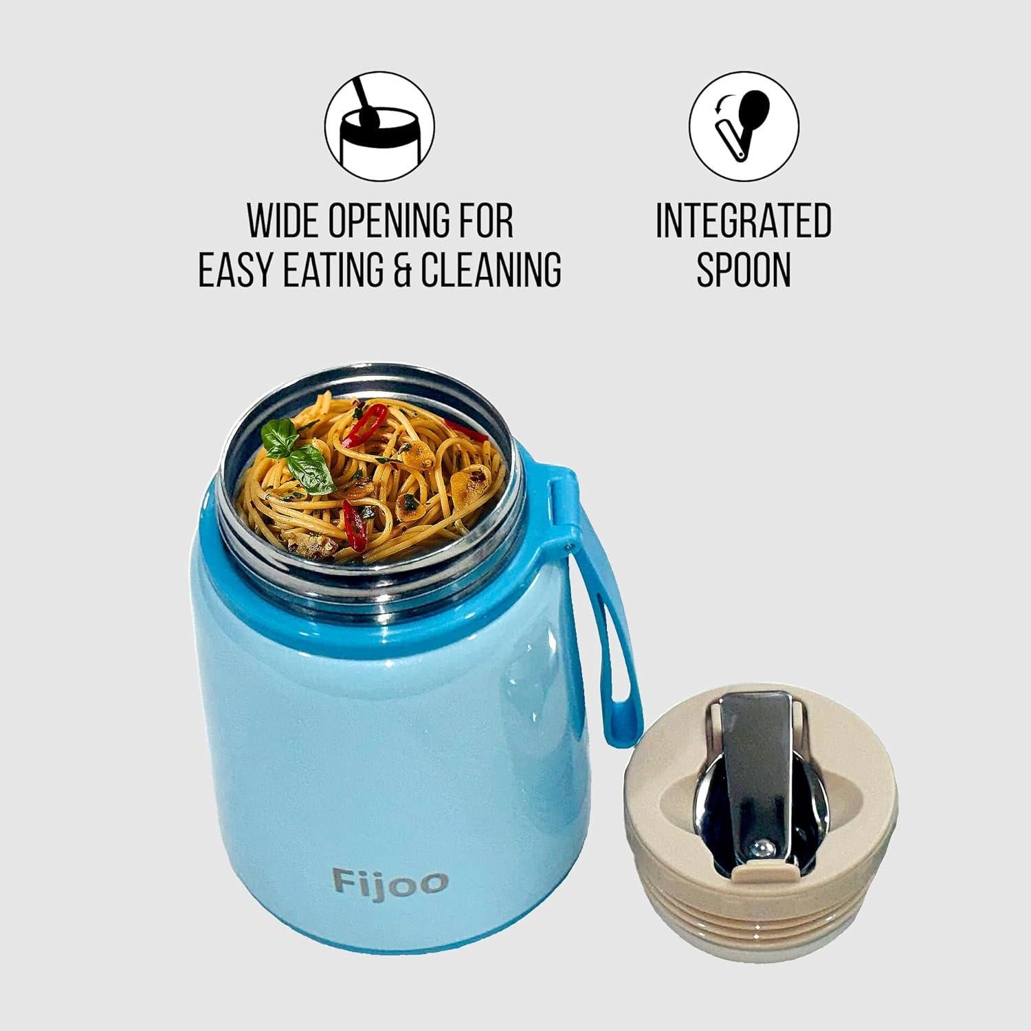 Tarro de Comida Térmico Fijoo 500ml Acero Inoxidable Azul