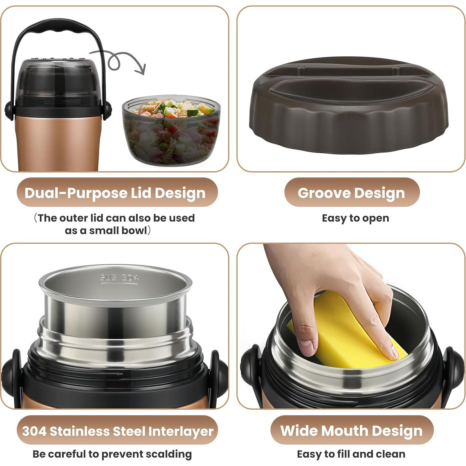 Termo de Sopa Aislado Elipark 32oz Acero Inoxidable Dorado