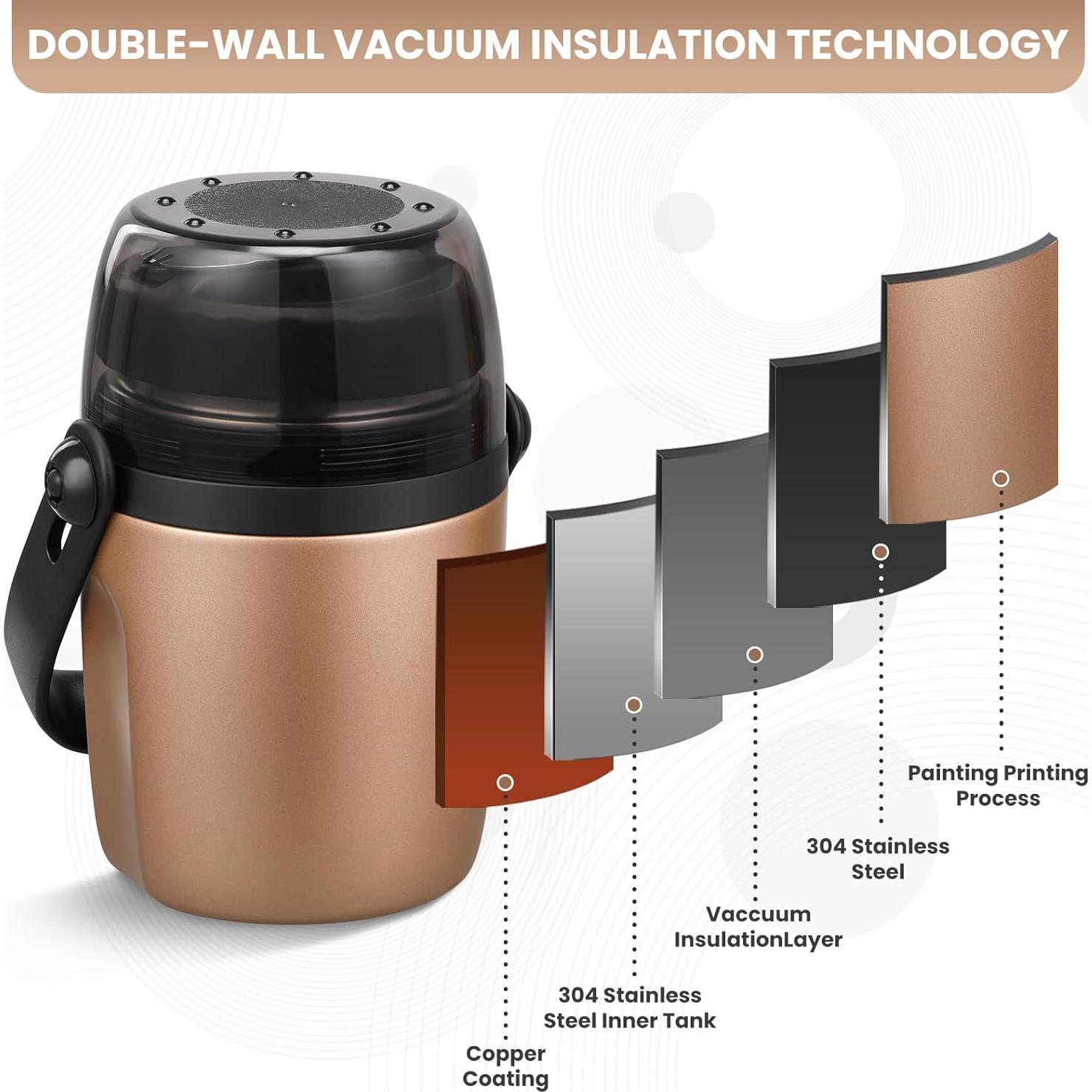 Termo de Sopa Aislado Elipark 32oz Acero Inoxidable Dorado