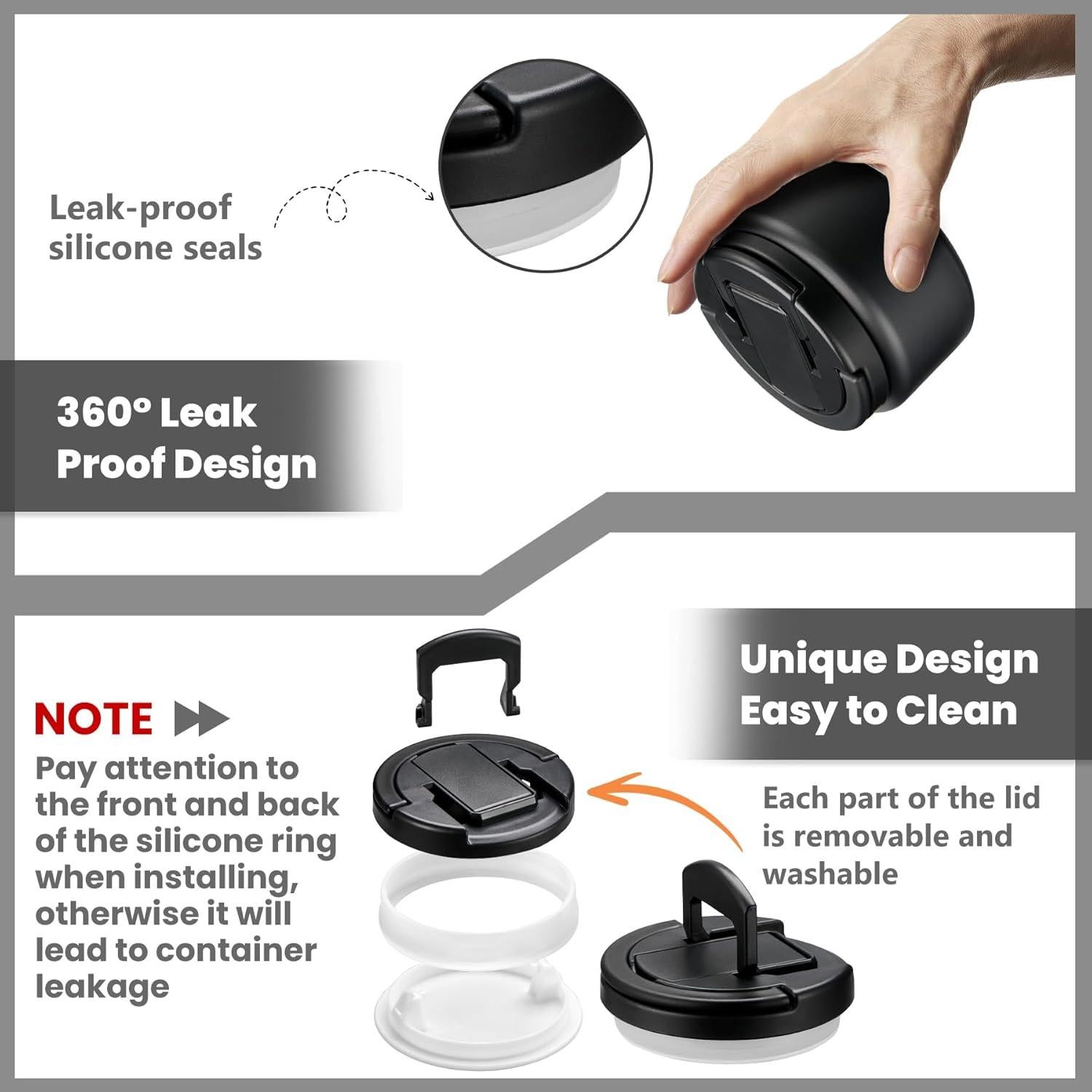 Termo de Sopa Aislado BABHAMNESS 13.5oz Negro con Cuchara