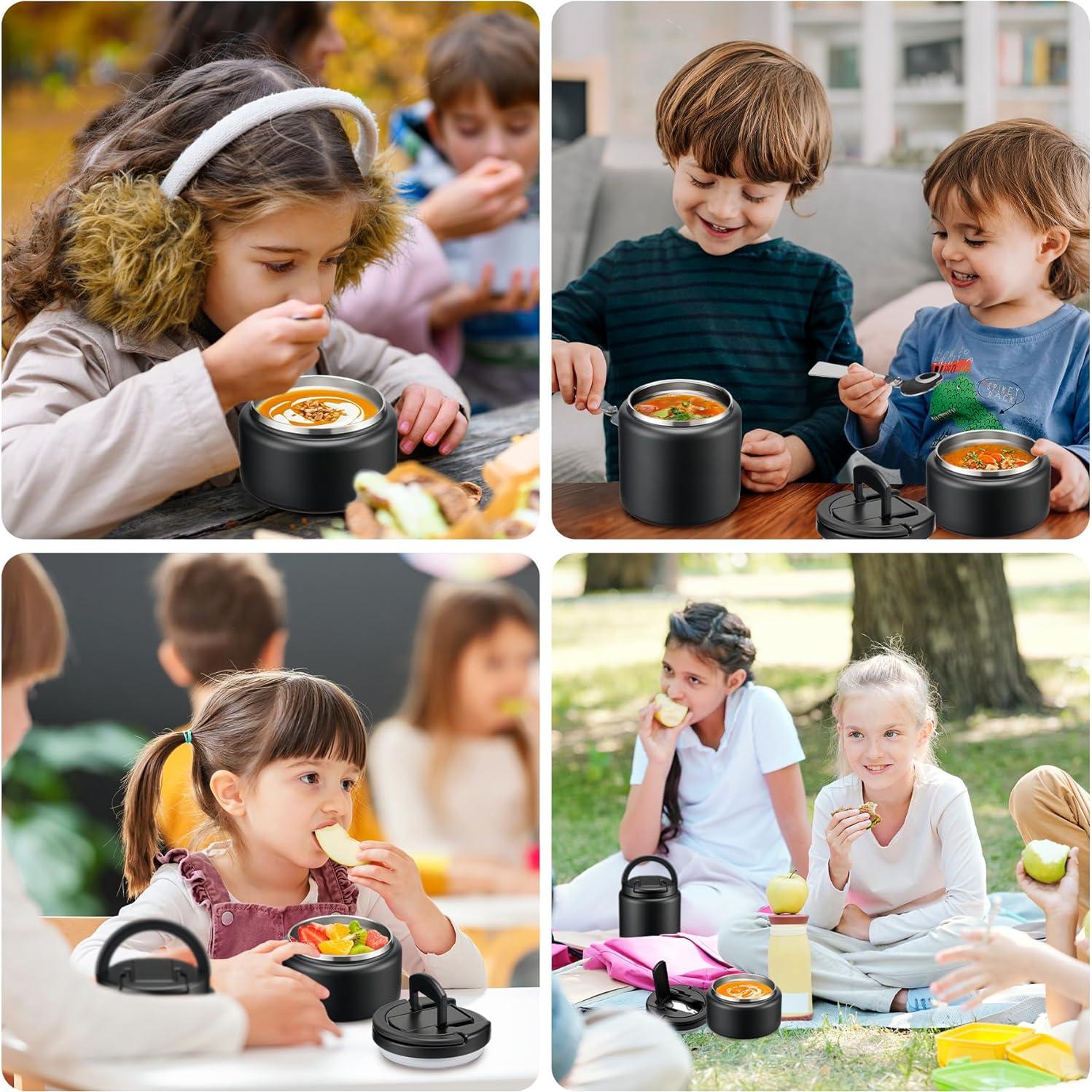 Termo de Sopa Aislado BABHAMNESS 13.5oz Negro con Cuchara