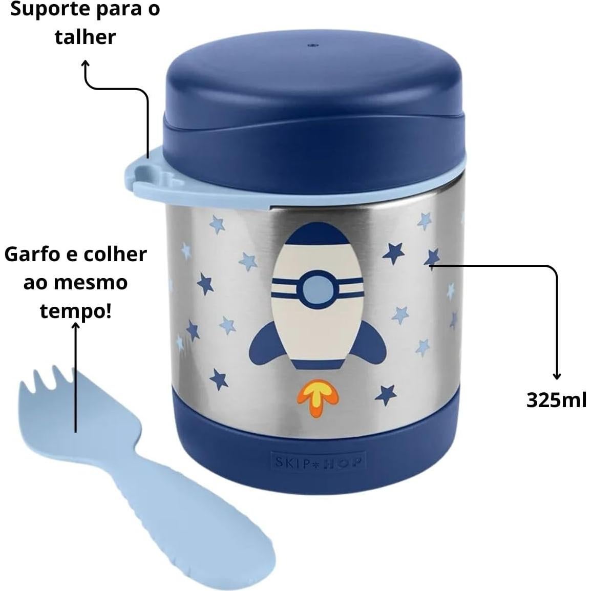 Tarro de Comida Aislado Skip Hop Cohete 325 mL Acero Inoxidable