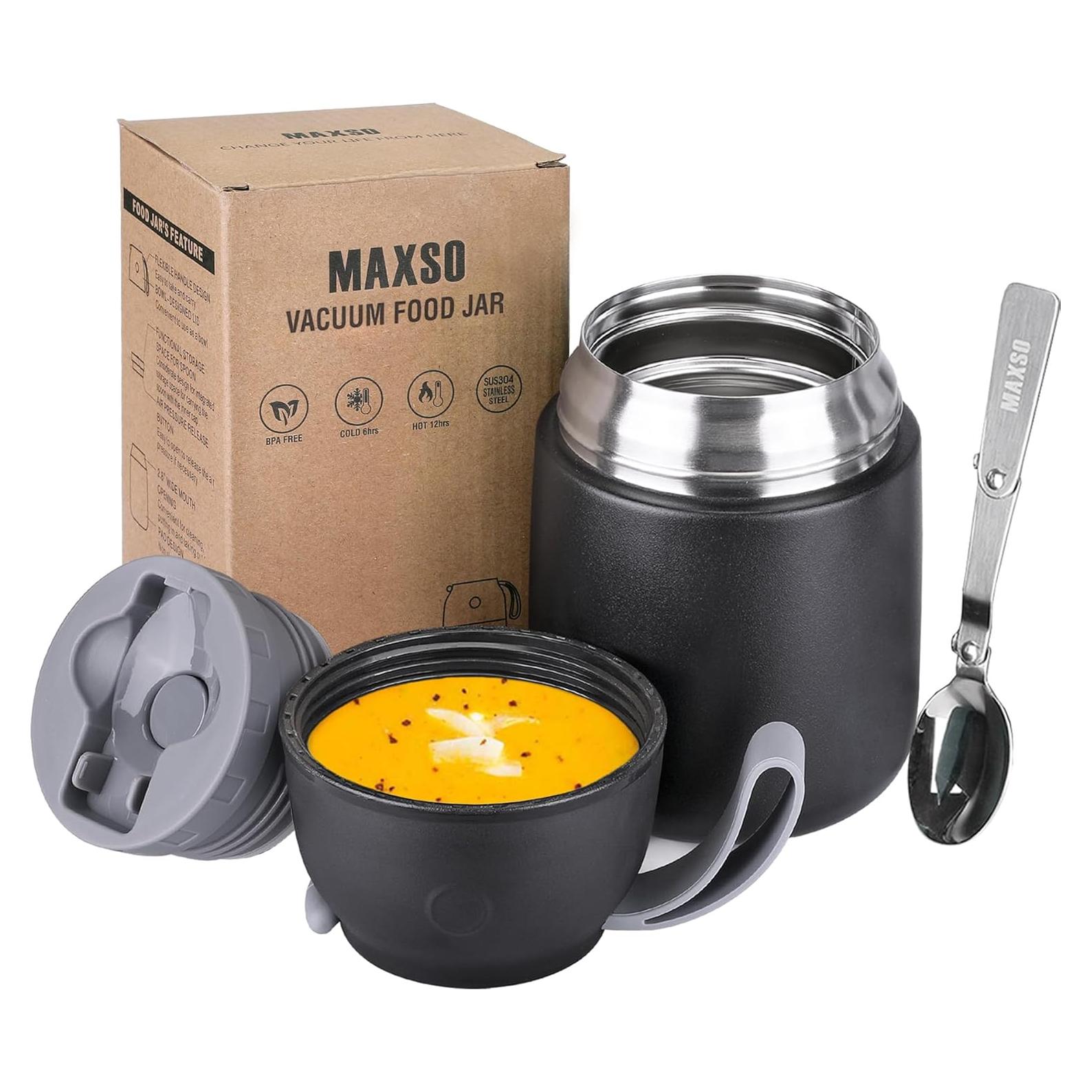 Tarro de Comida Aislado Acero Inoxidable 0.5 L Negro