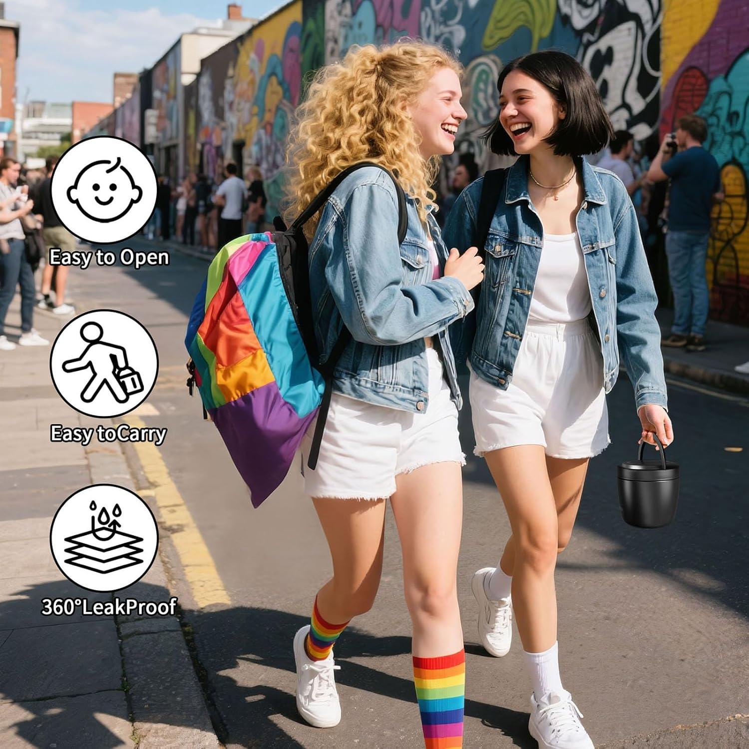 Tarro Térmico Aislado 1000ml LVFBUY - A prueba de fugas, Negro