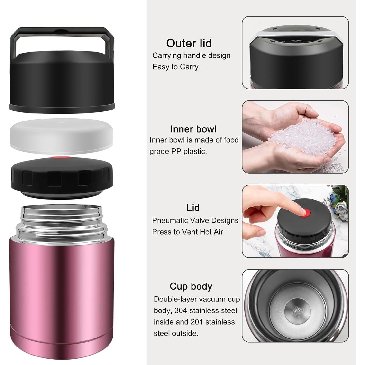 Termo de Sopa Zalaxt 0.83L Acero Inoxidable Aislado