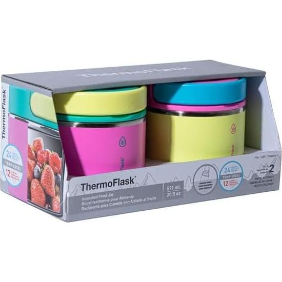 Tarro de Comida Aislado ThermoFlask 590 ml 2-Pack Rosa y Azul