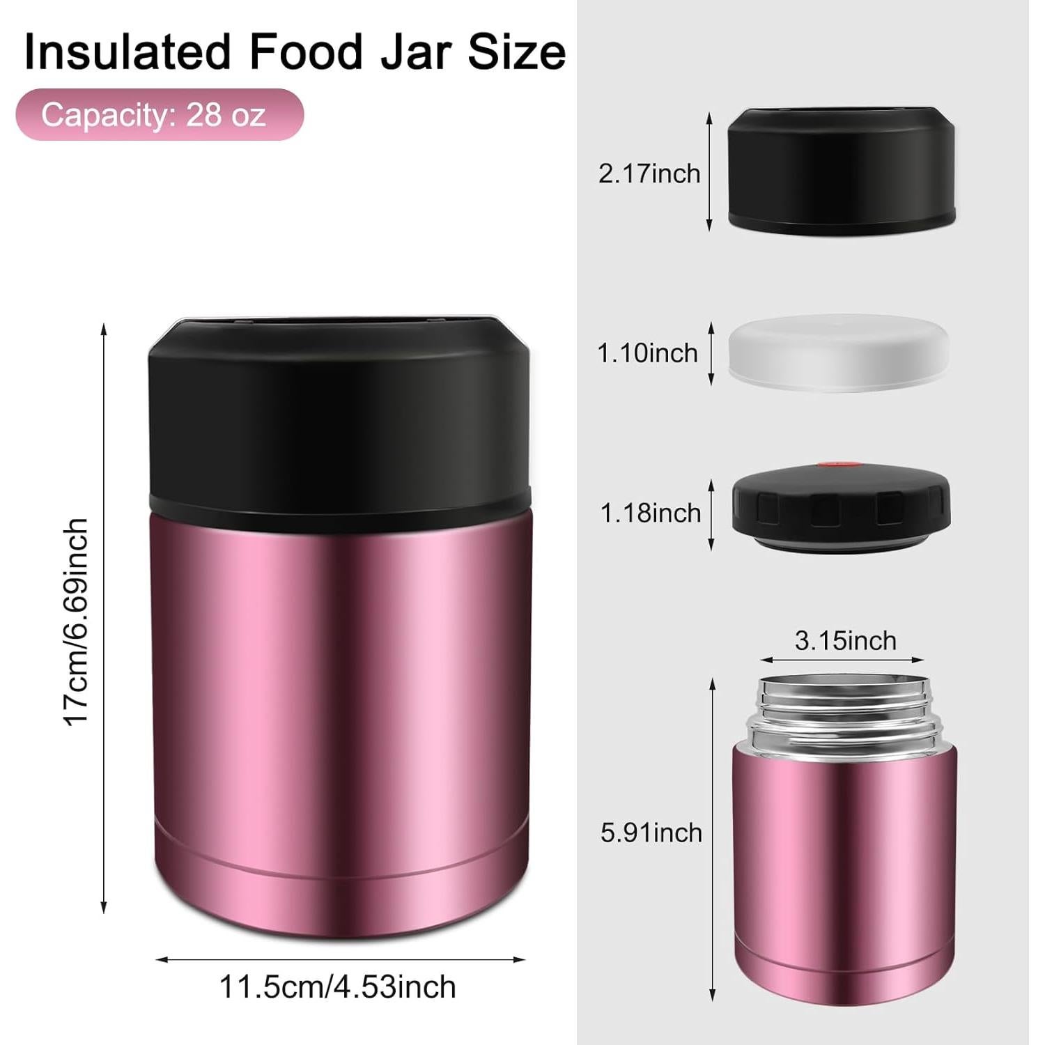 Tarro de Comida Aislado XHKDSYMC 800ml Doble Pared Rojo