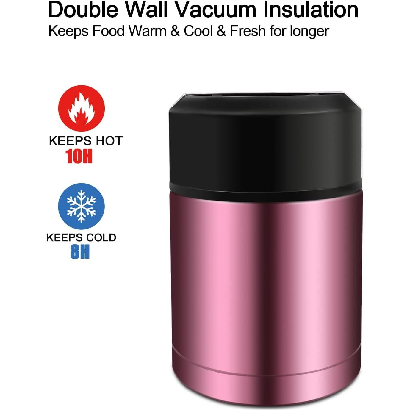 Tarro de Comida Aislado XHKDSYMC 800ml Doble Pared Rojo