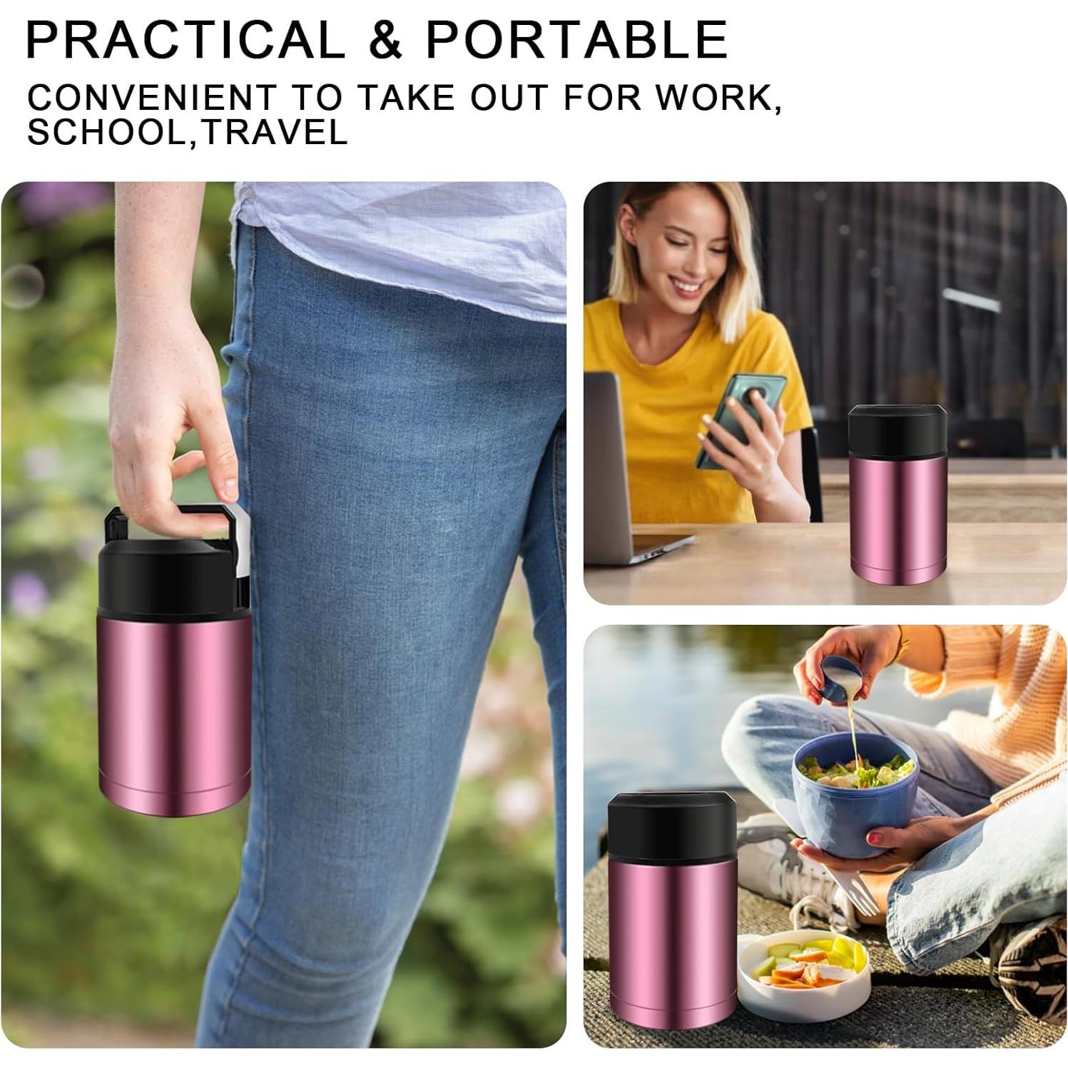 Tarro de Comida Aislado XHKDSYMC 800ml Doble Pared Rojo