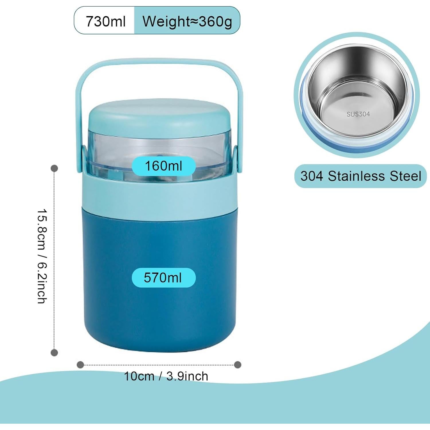 Tarro de Comida Aislado Decorelement Doble Compartimento 730ml