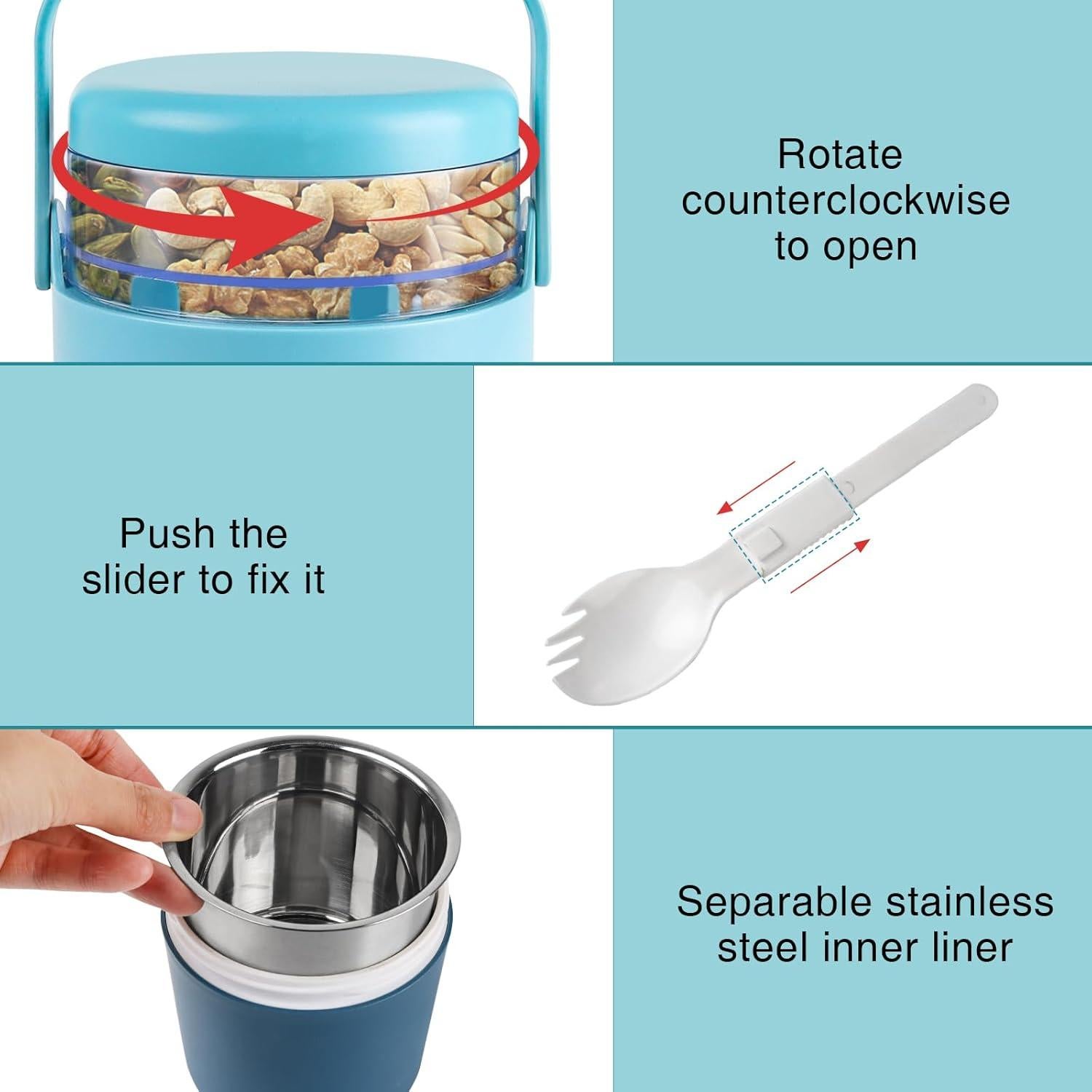 Tarro de Comida Aislado Decorelement Doble Compartimento 730ml