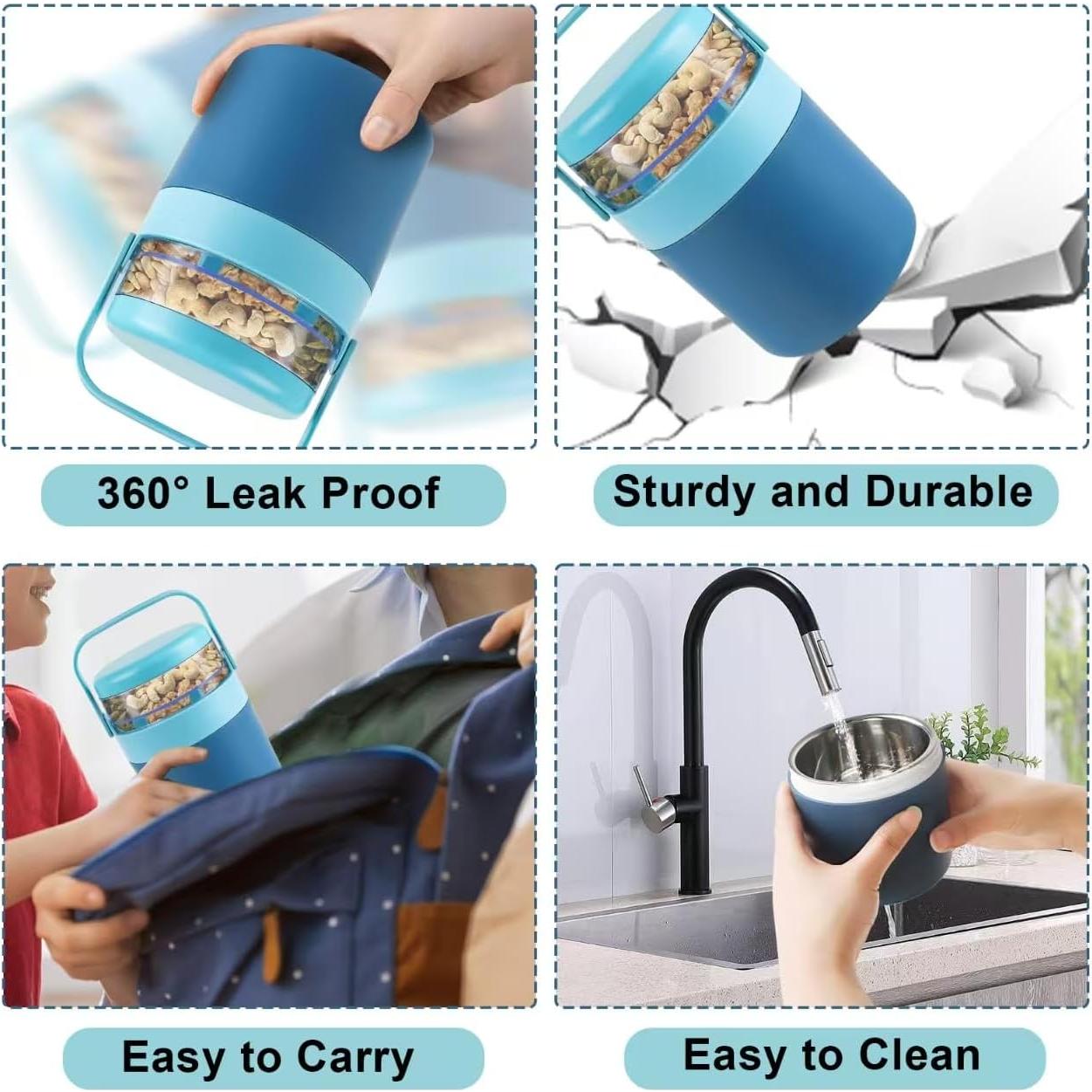 Tarro de Comida Aislado Decorelement Doble Compartimento 730ml