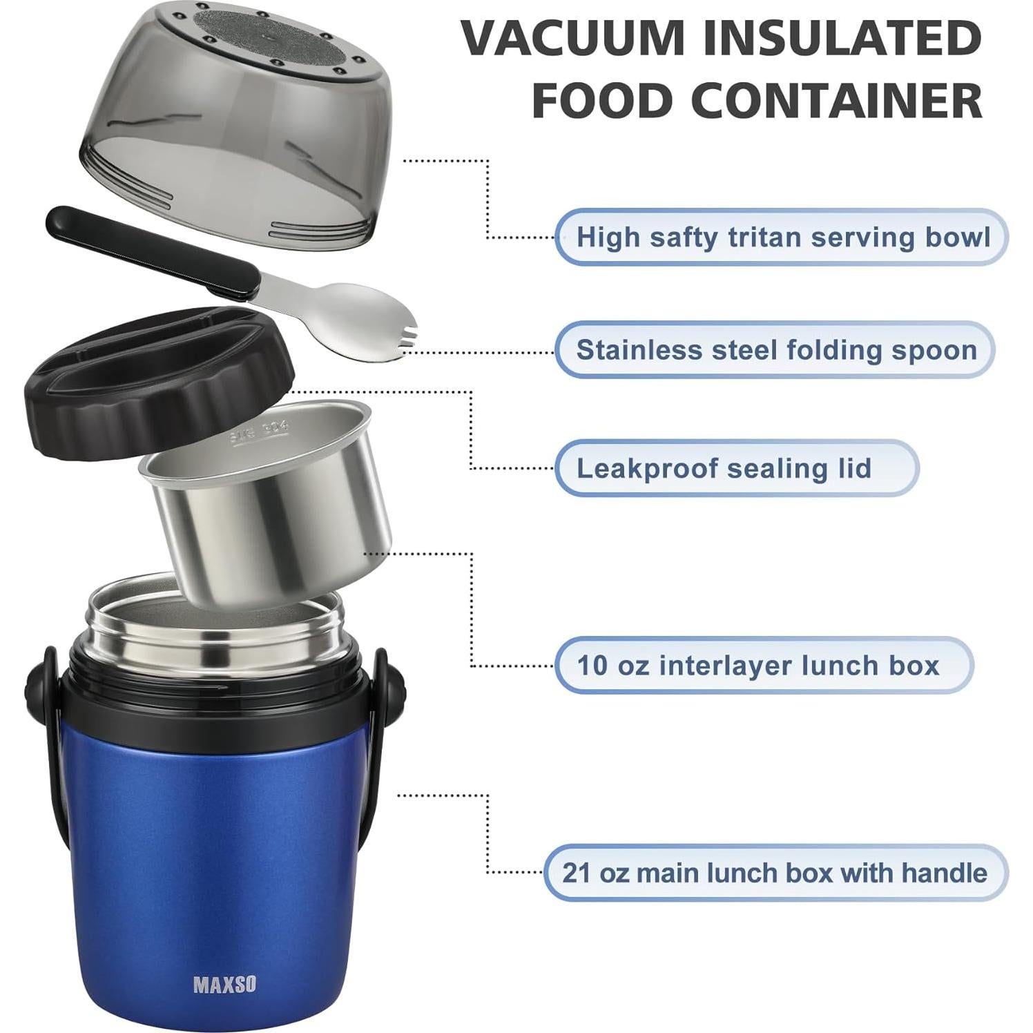 Contenedor Térmico MAXSO 32 oz Acero Inoxidable Azul