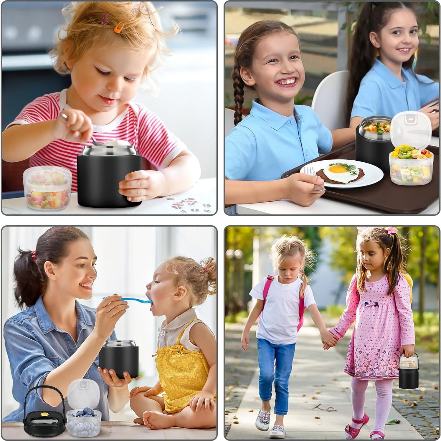 Tarro de Comida Aislado BEAQUEE 15oz 2-en-1 Negro